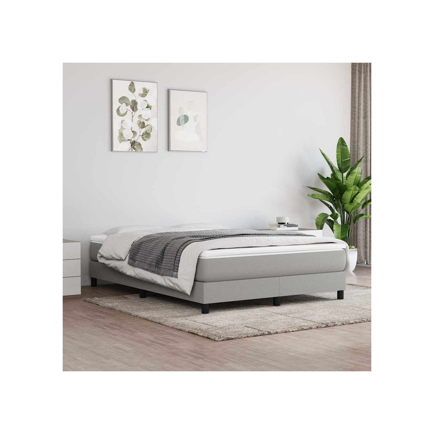 Sommier à lattes de lit avec matelas Gris clair 140x190cm Tissu