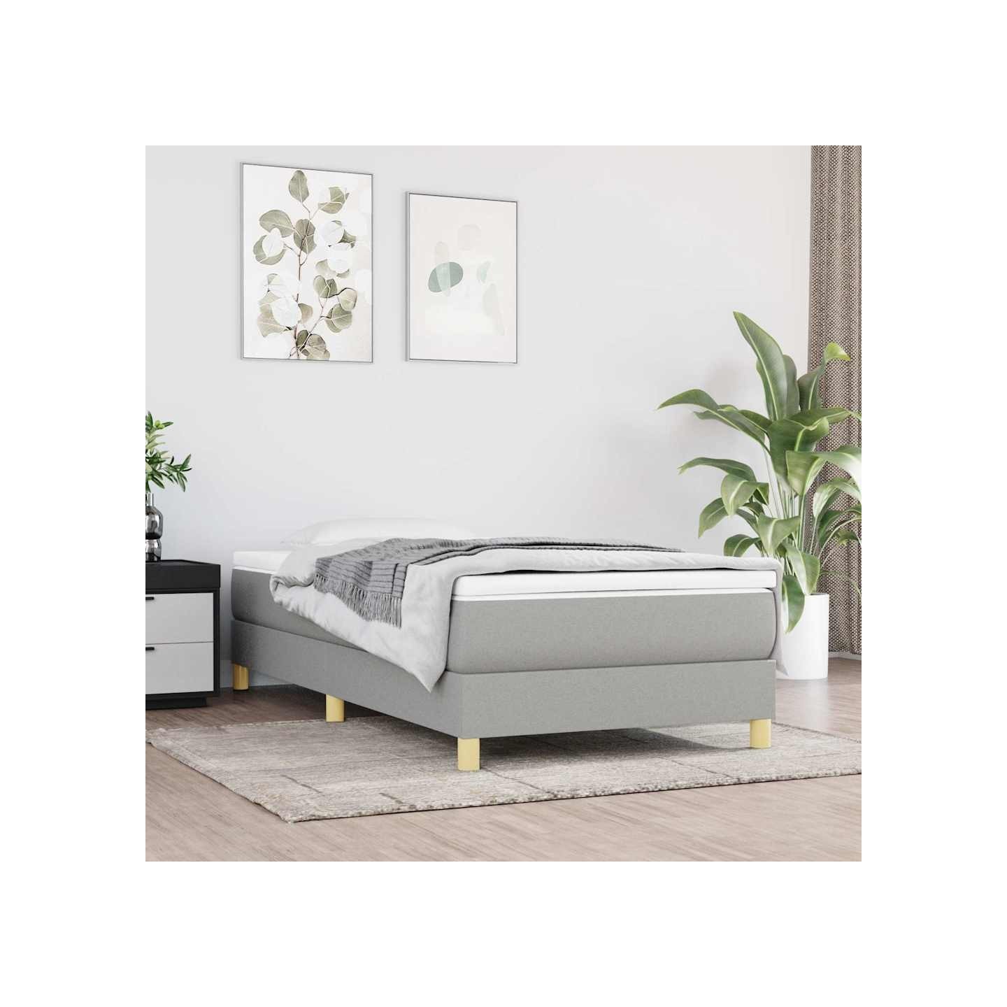 Sommier à lattes de lit avec matelas Gris clair 80x200 cm Tissu