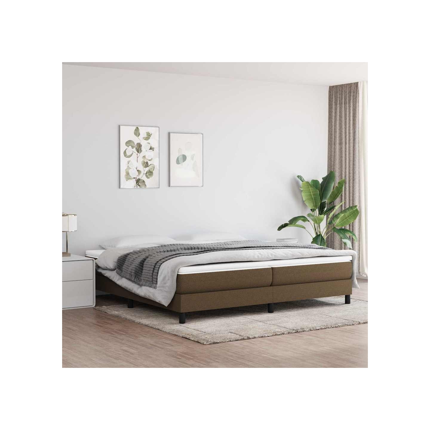 Sommier à lattes de lit avec matelas Marron foncé 200x200 cm