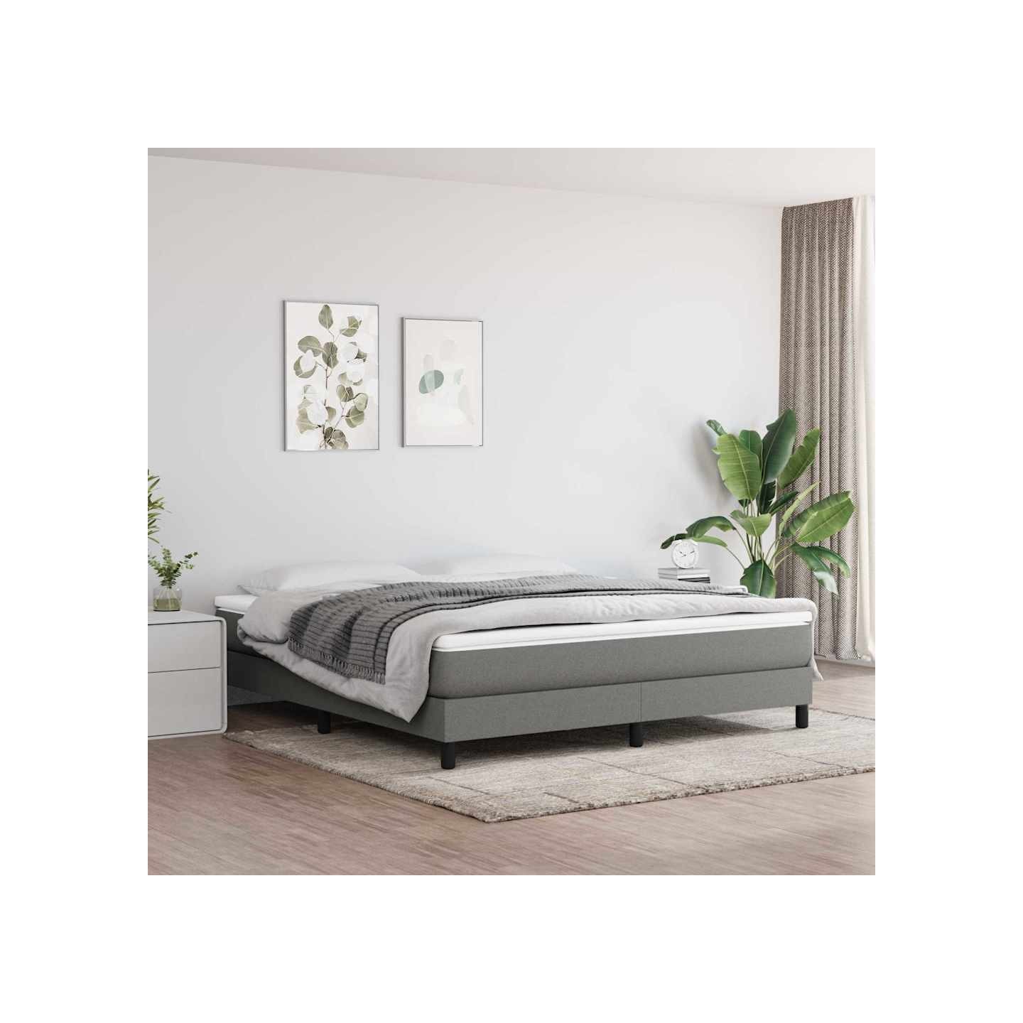 Sommier à lattes de lit avec matelas Gris foncé 180x200cm Tissu