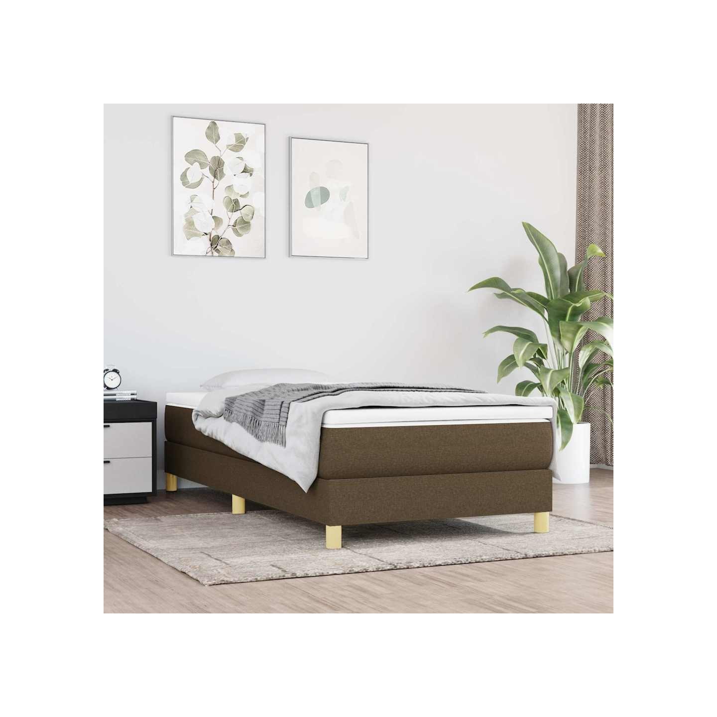 Sommier à lattes de lit avec matelas Marron foncé 90x190 cm
