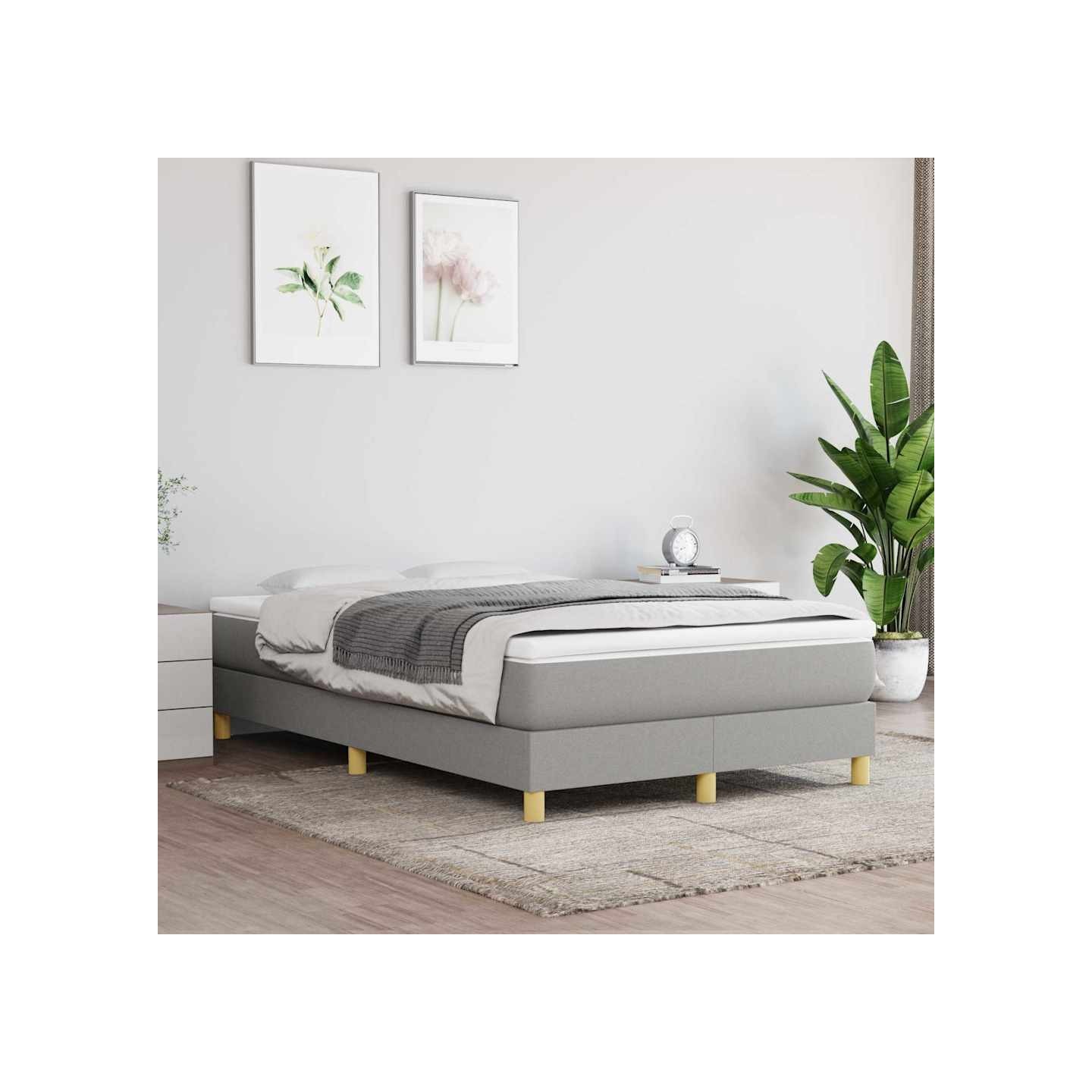 Sommier à lattes de lit avec matelas Gris clair 120x200cm Tissu