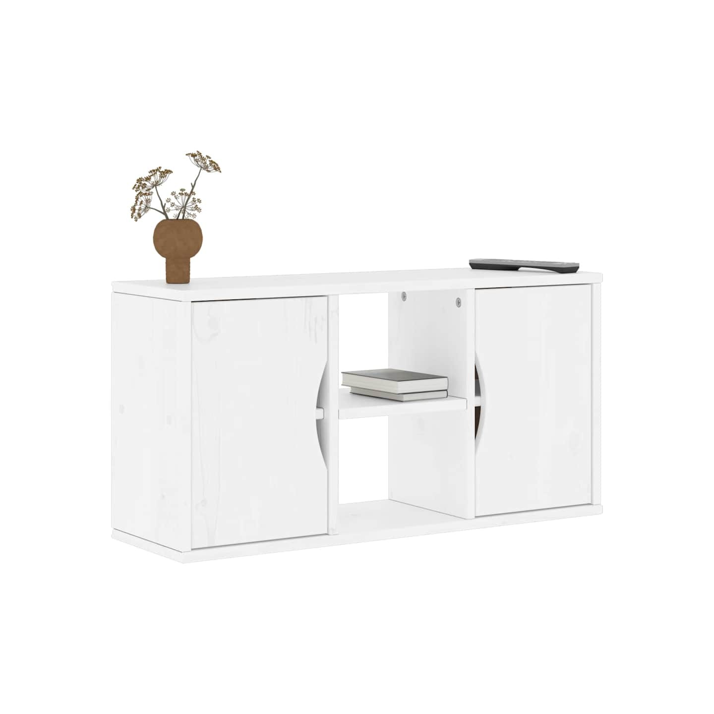 Meuble TV ODDA blanc 79x24x40 cm bois massif pin
