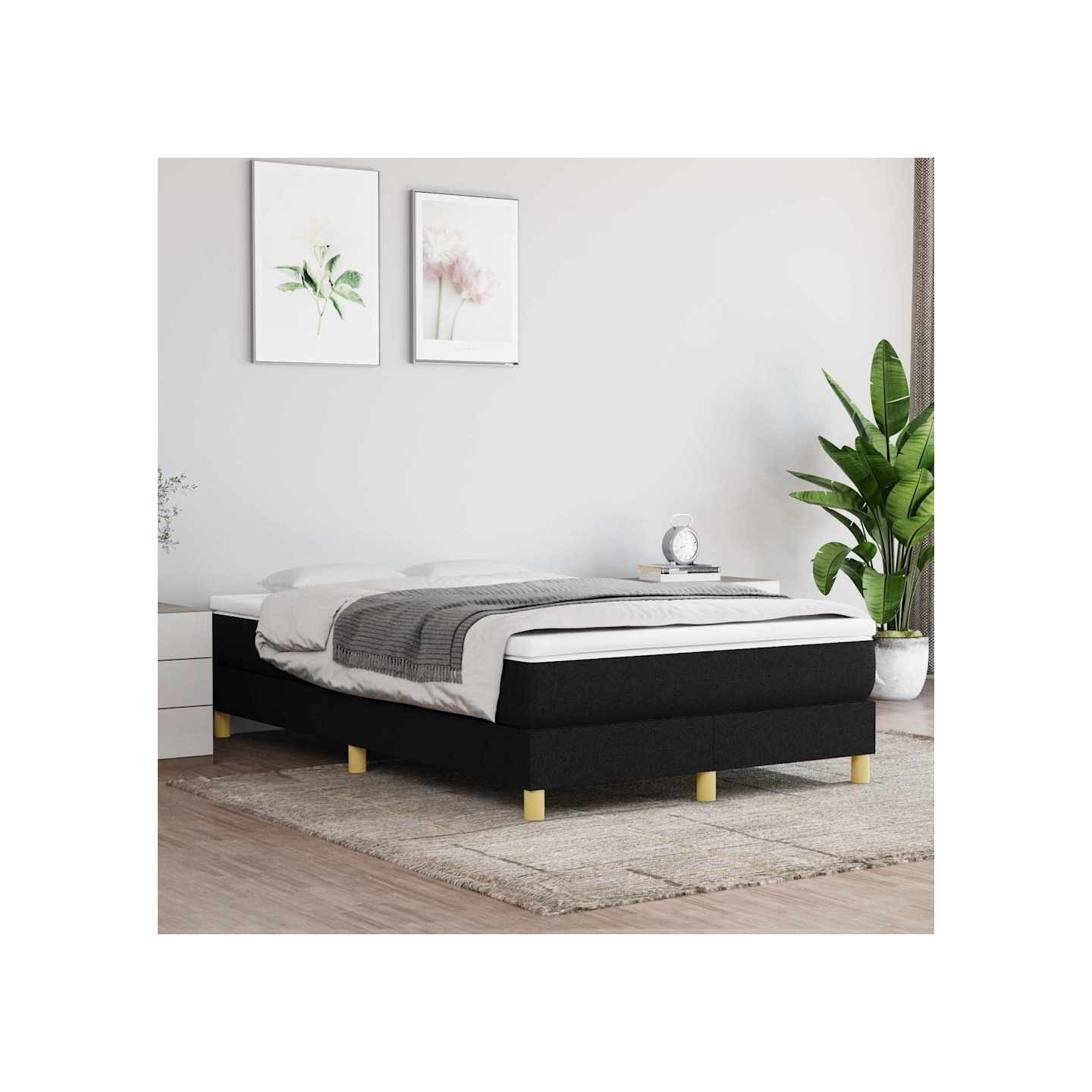 Sommier à lattes de lit avec matelas Noir 120x200 cm Tissu