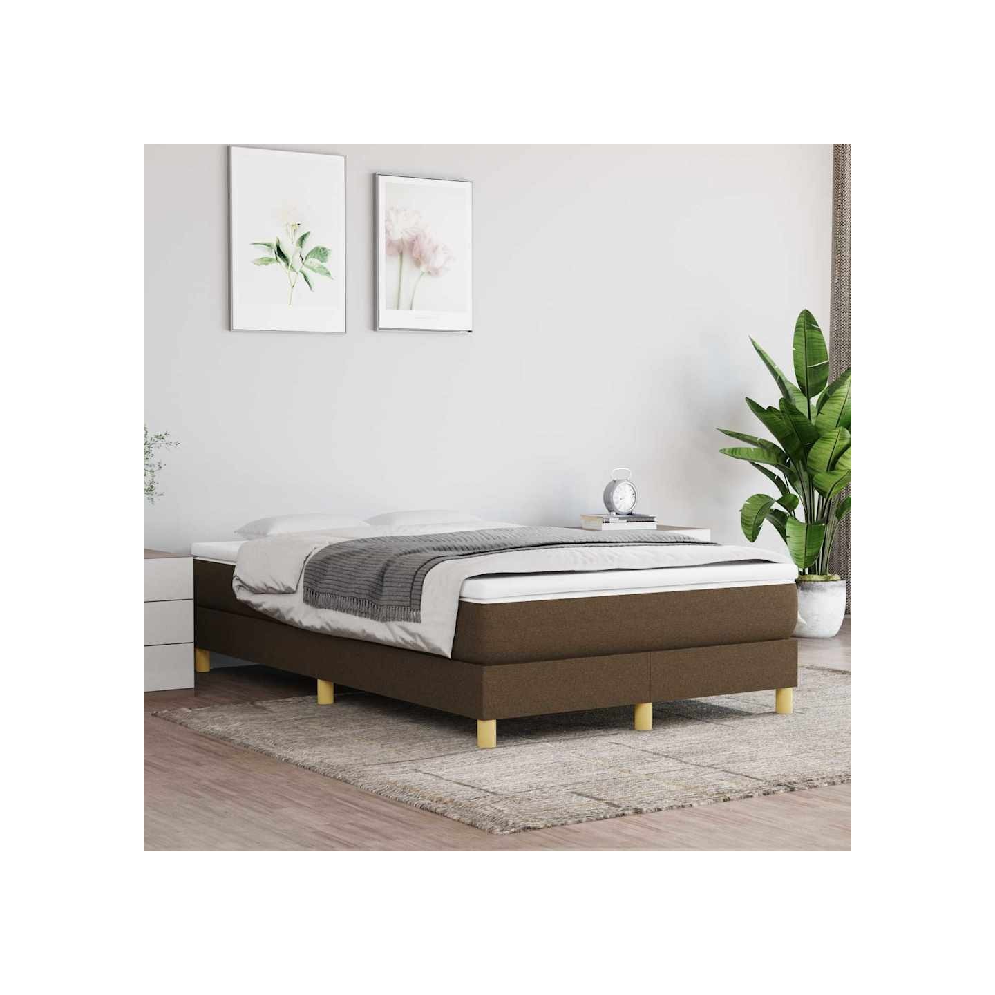Sommier à lattes de lit avec matelas Marron foncé 120x200 cm