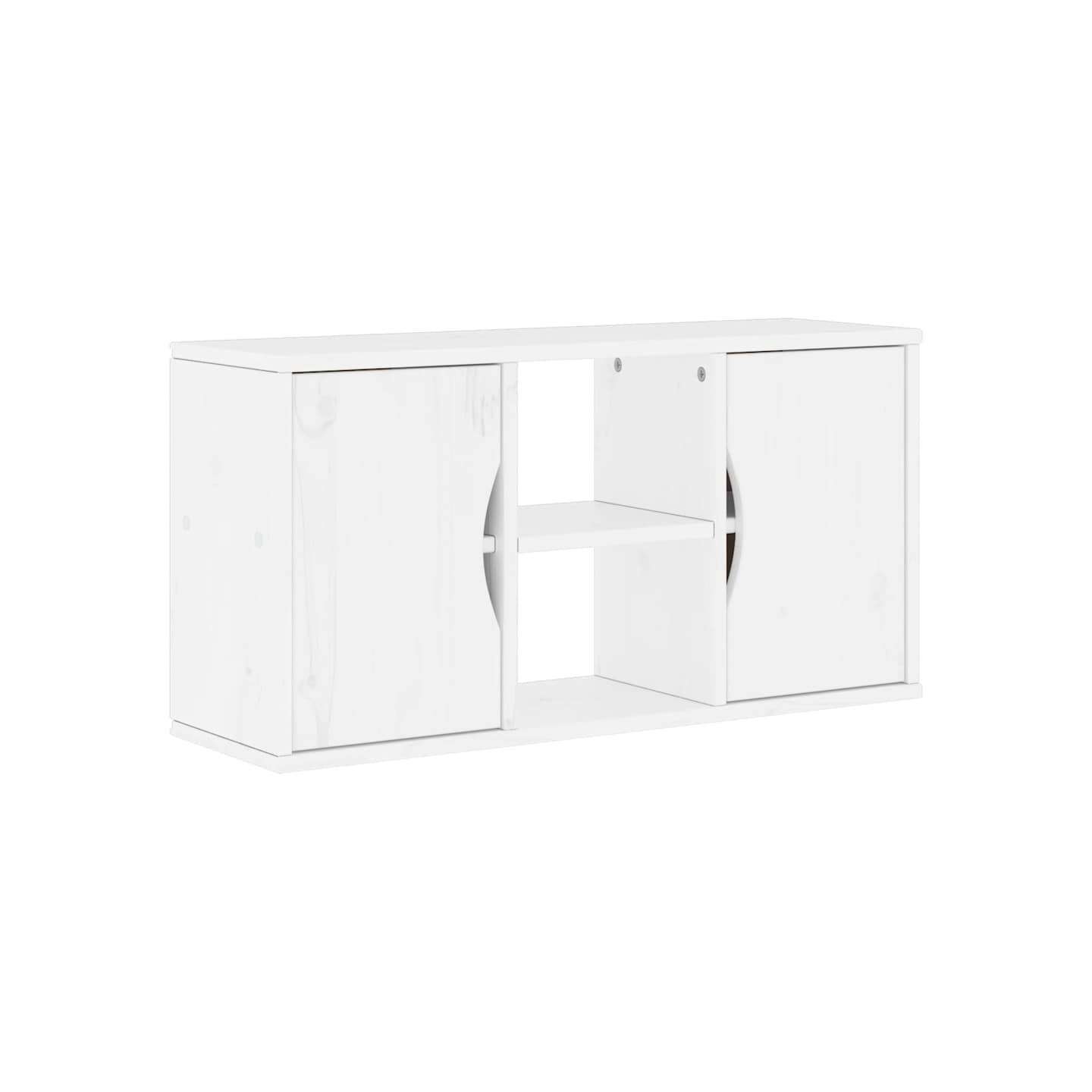 Meuble TV ODDA blanc 79x24x40 cm bois massif pin