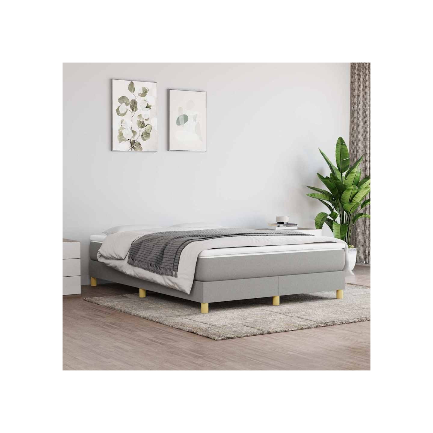 Sommier à lattes de lit avec matelas Gris clair 140x200cm Tissu