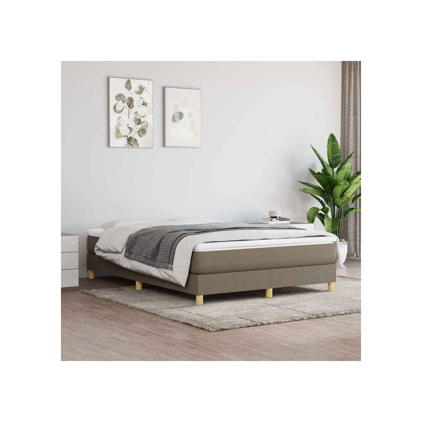 Sommier à lattes de lit avec matelas Taupe 140x190 cm Tissu