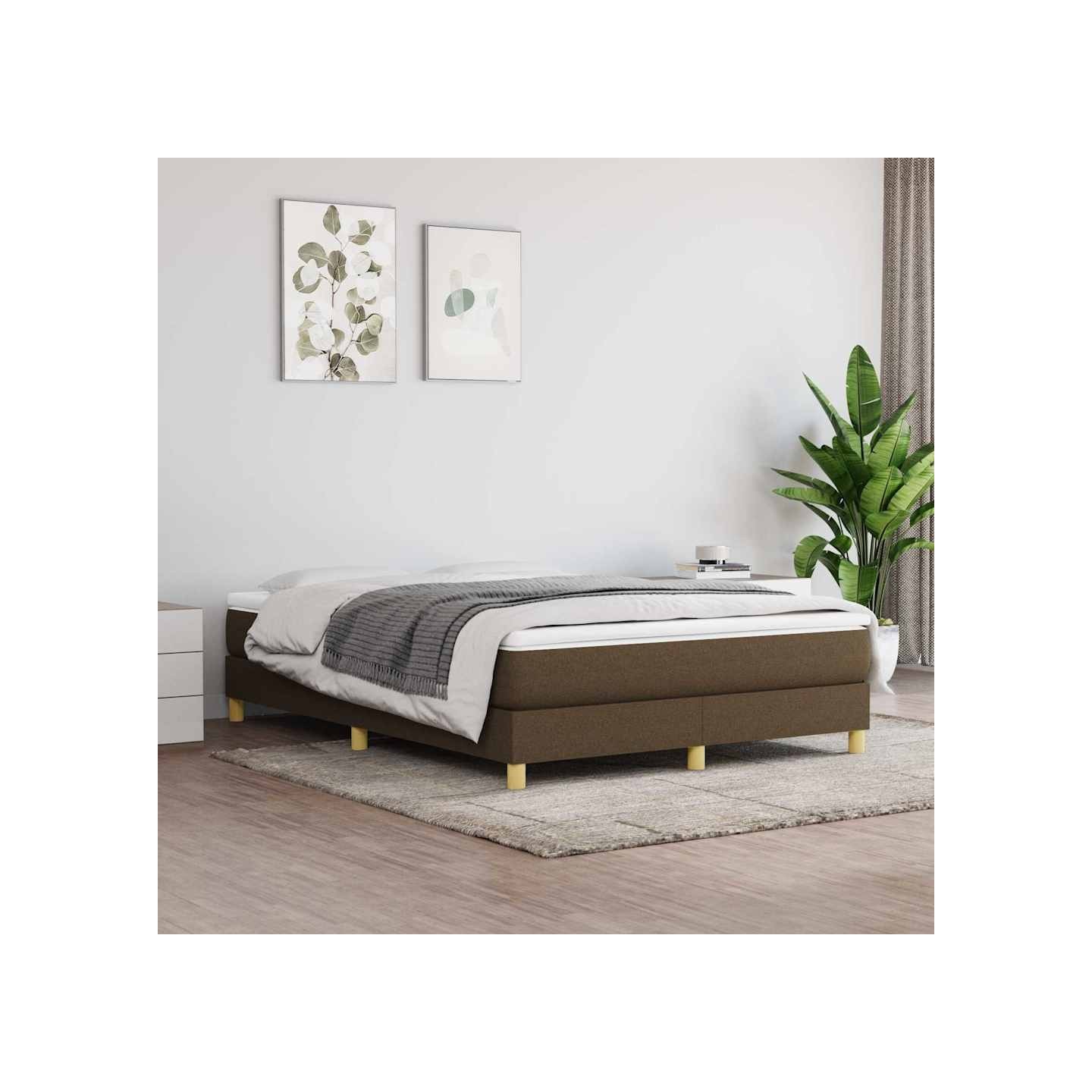 Sommier à lattes de lit avec matelas Marron foncé 140x200 cm