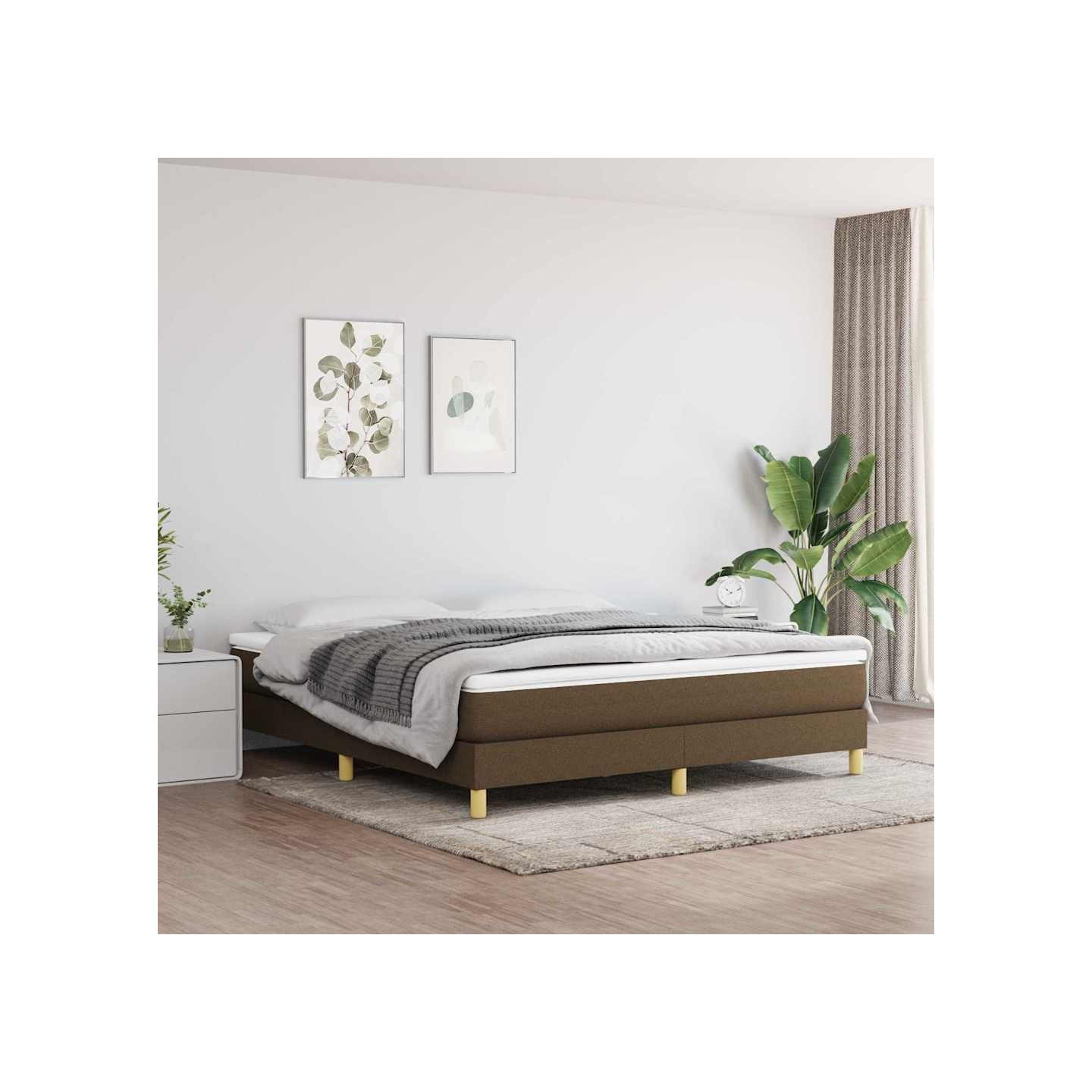 Sommier à lattes de lit avec matelas Marron foncé 180x200 cm