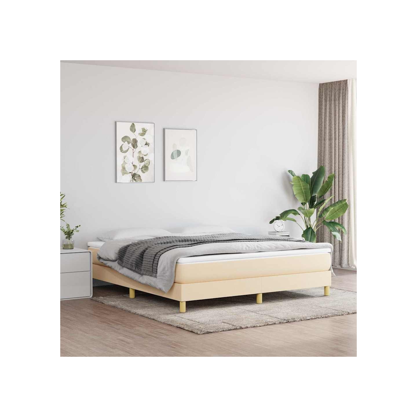Sommier à lattes de lit avec matelas Crème 180x200 cm Tissu