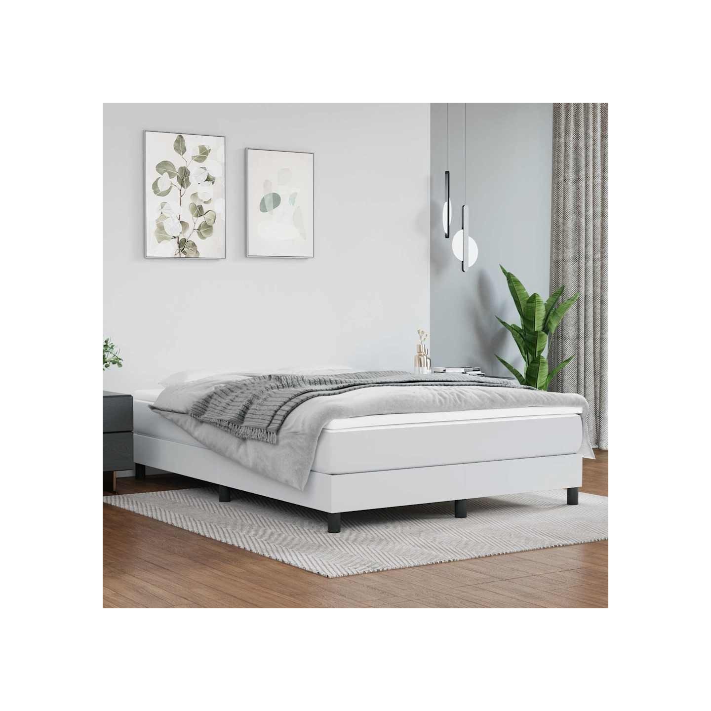 Sommier à lattes de lit avec matelas Blanc 140x190cm Similicuir