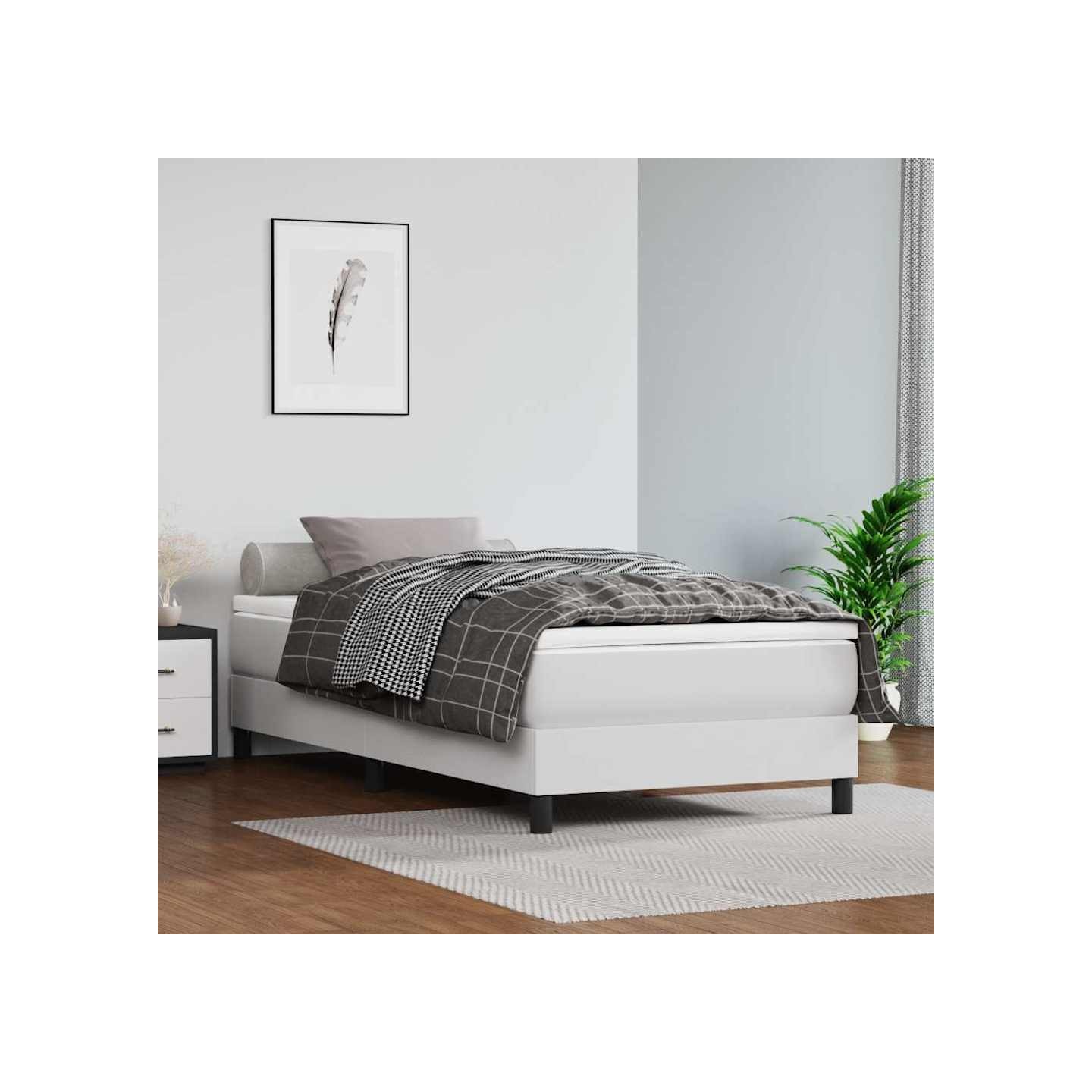 Sommier à lattes de lit avec matelas Blanc 80x200 cm Similicuir