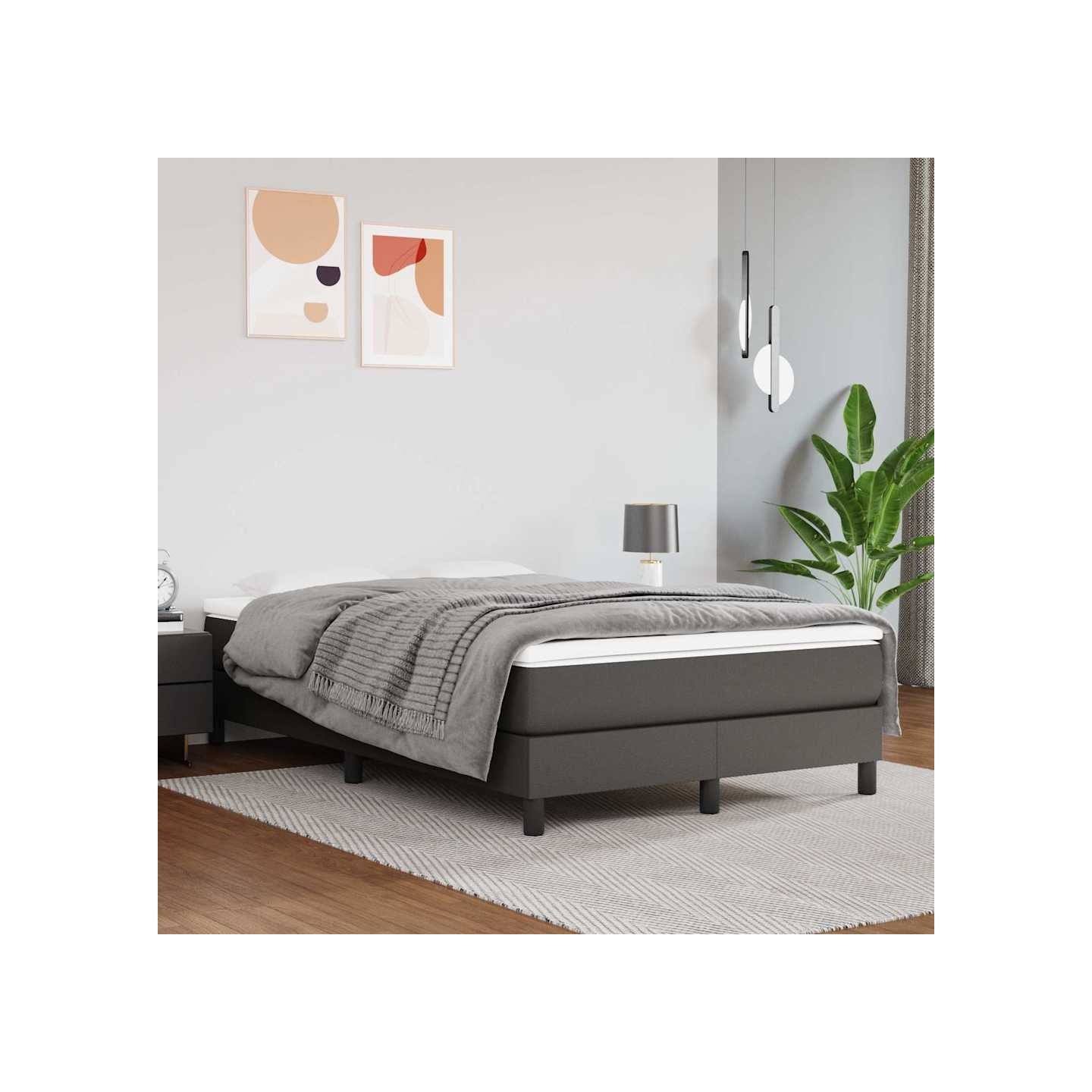 Sommier à lattes de lit avec matelas Gris 120x200 cm Similicuir