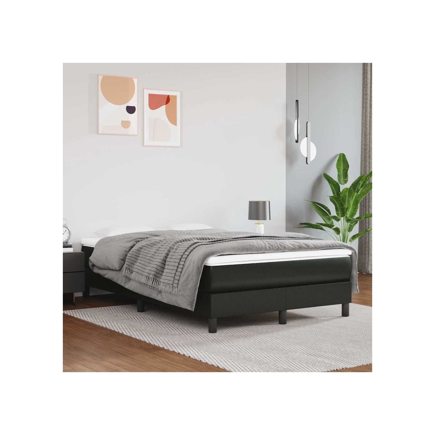 Sommier à lattes de lit matelas Noir 120x200 cm Similicuir