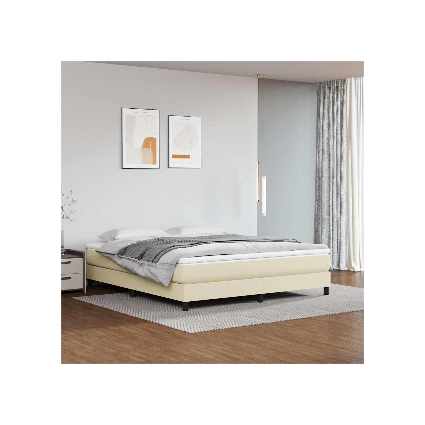 Sommier à lattes de lit avec matelas Crème 160x200cm Similicuir