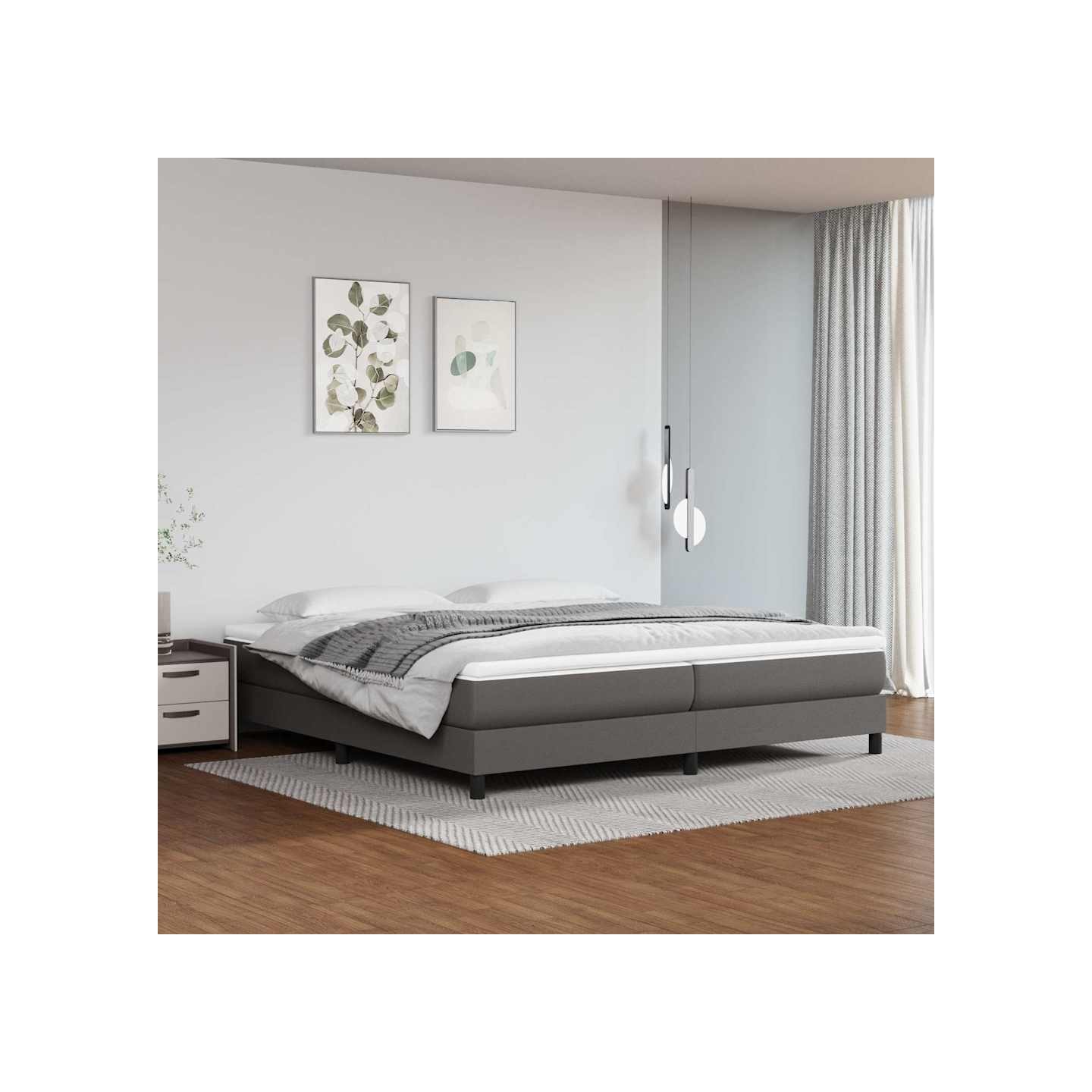 Sommier à lattes de lit avec matelas Gris 200x200 cm Similicuir