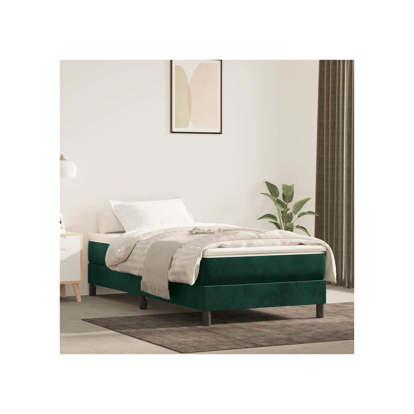 Sommier à lattes de lit et matelas Vert foncé 80x200 cm Velours