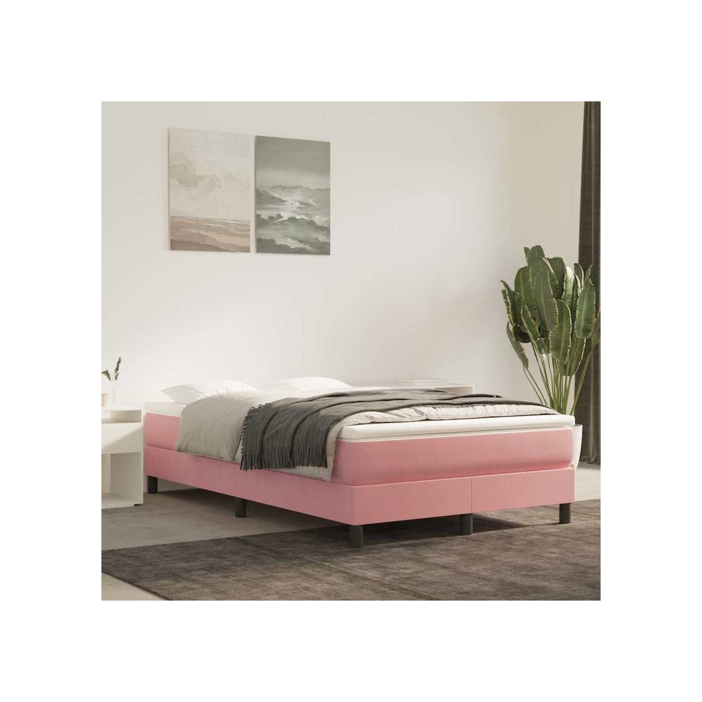 Sommier à lattes de lit avec matelas Rose 120x200 cm Velours