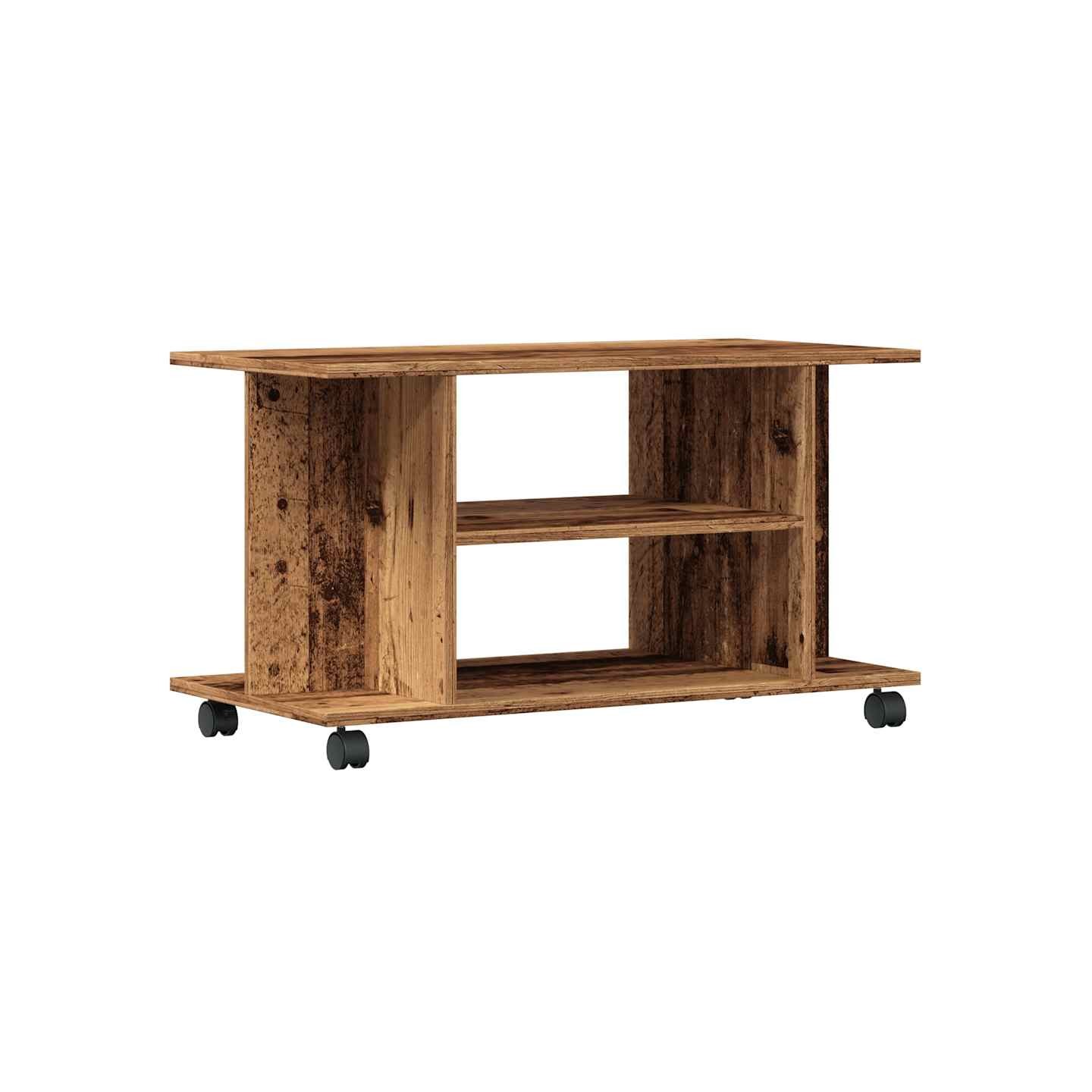 Meuble TV avec roulettes vieux bois 80x40x45 cm bois ingénierie