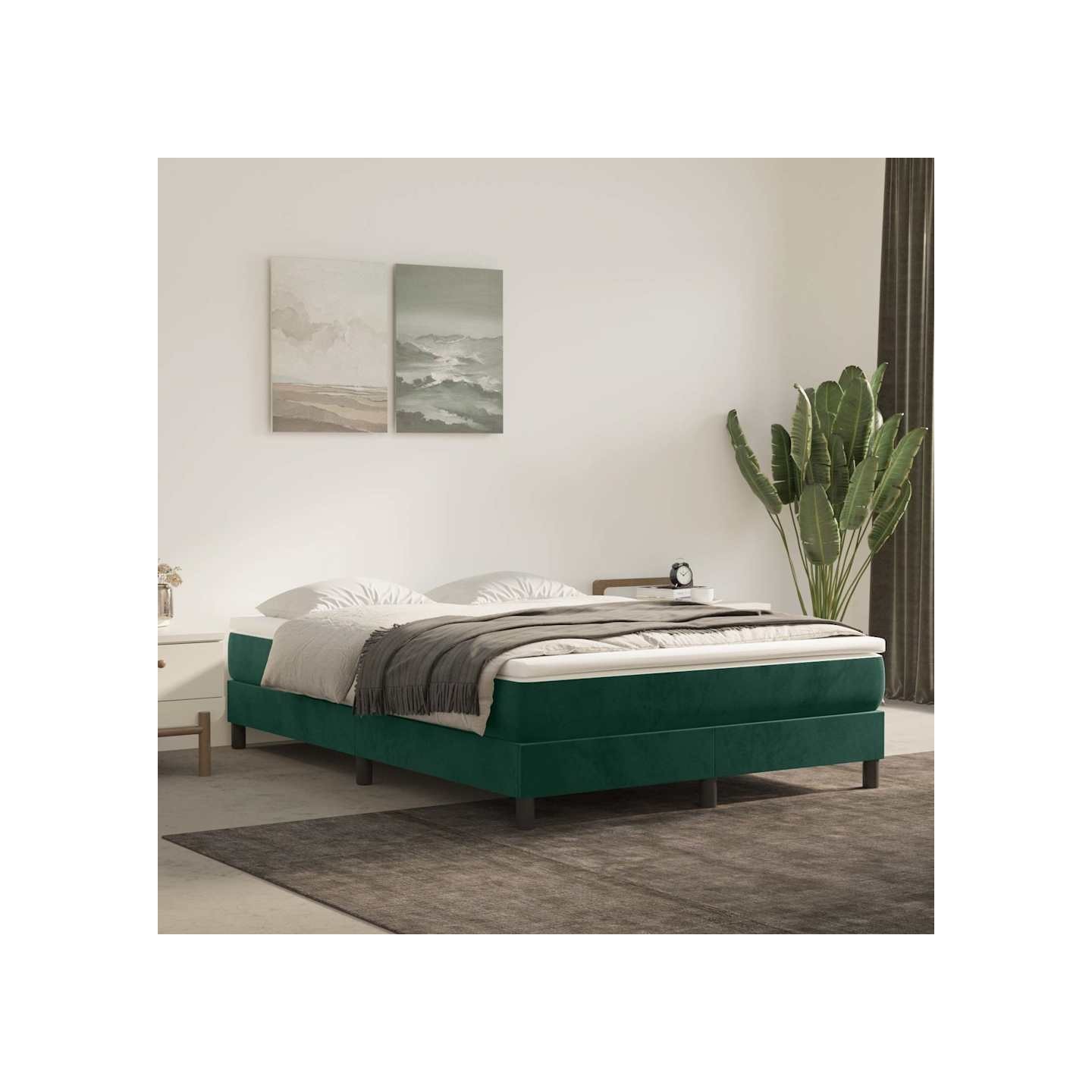 Sommier à lattes de lit et matelas Vert foncé 140x200cm Velours