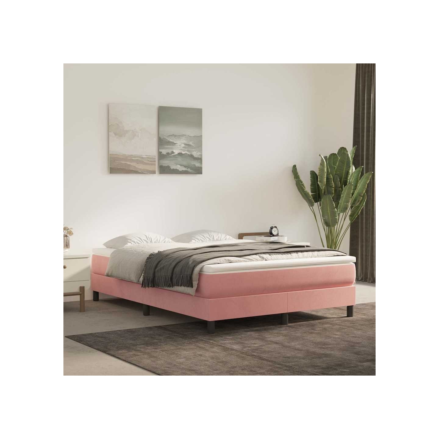 Sommier à lattes de lit avec matelas Rose 140x200 cm Velours