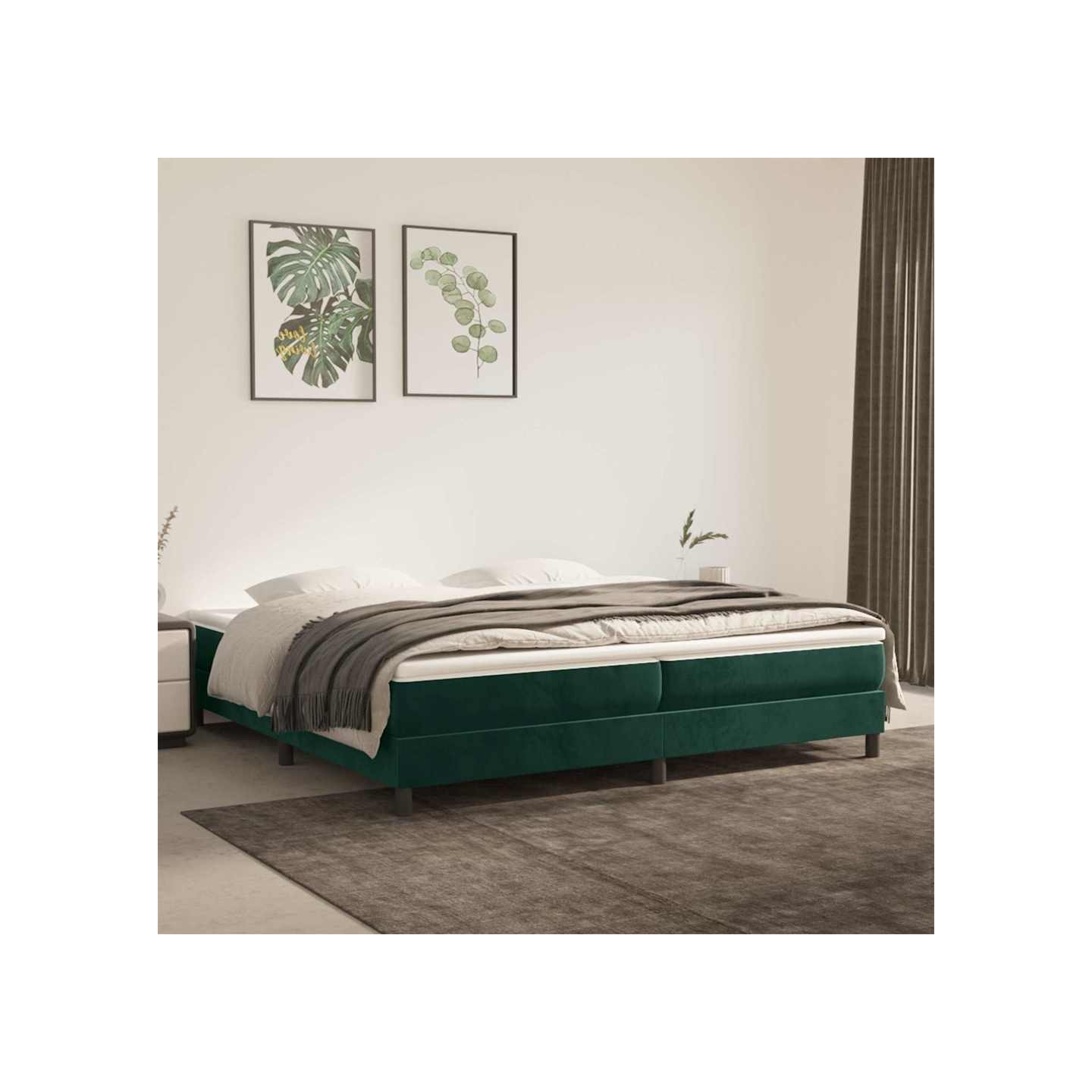 Sommier à lattes de lit et matelas Vert foncé 200x200cm Velours