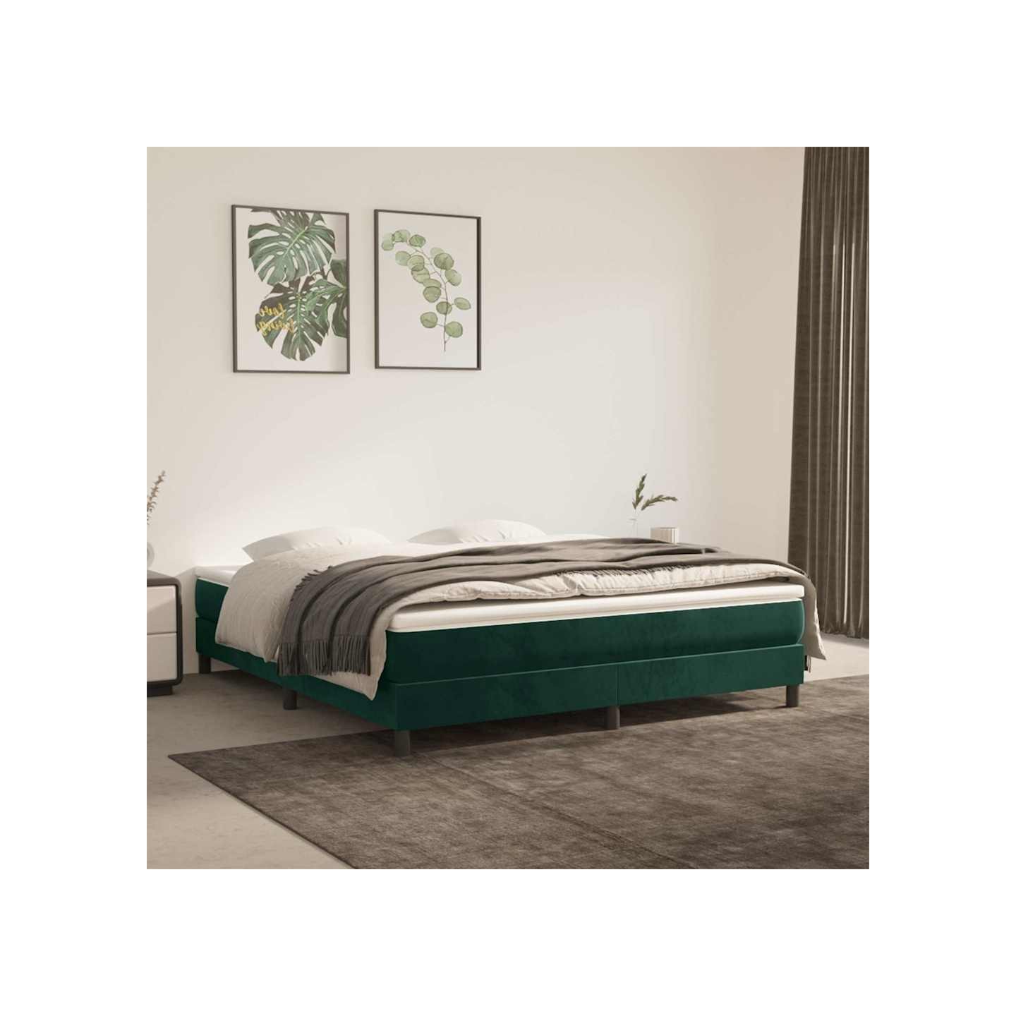 Sommier à lattes de lit et matelas Vert foncé 160x200cm Velours