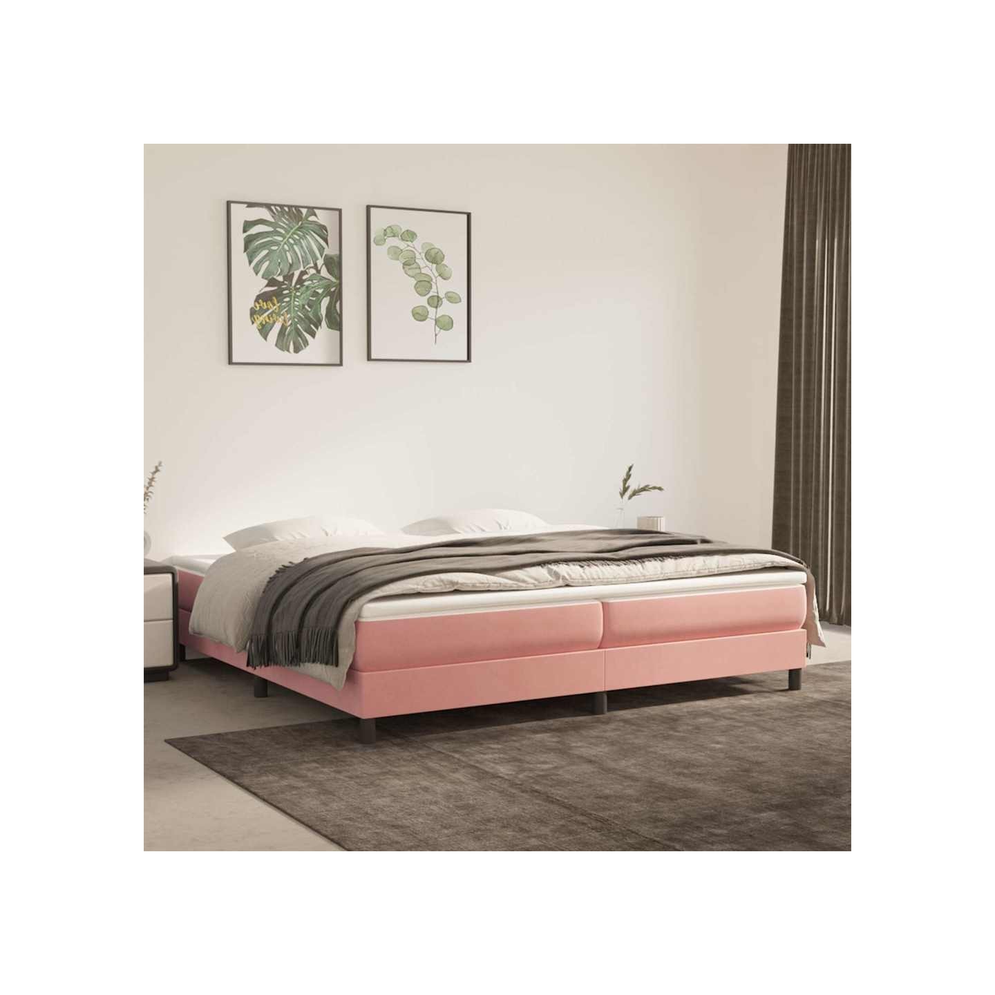 Sommier à lattes de lit avec matelas Rose 200x200 cm Velours
