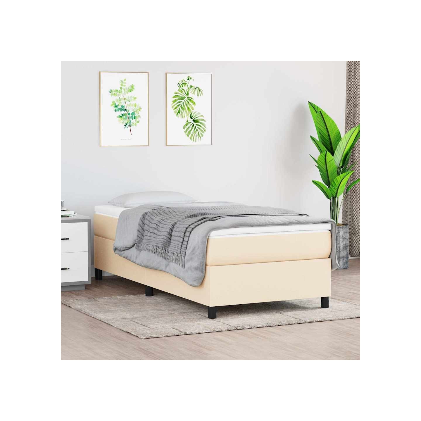 Sommier à lattes de lit avec matelas Crème 80x200 cm Tissu