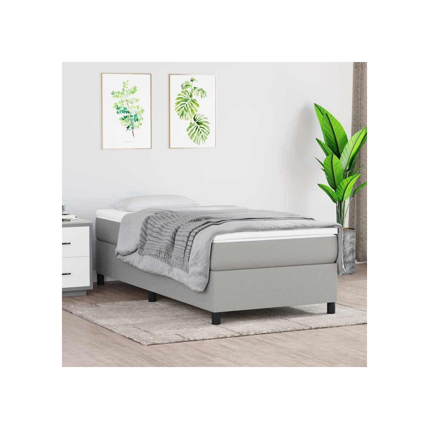Sommier à lattes de lit avec matelas Gris clair 90x200 cm Tissu