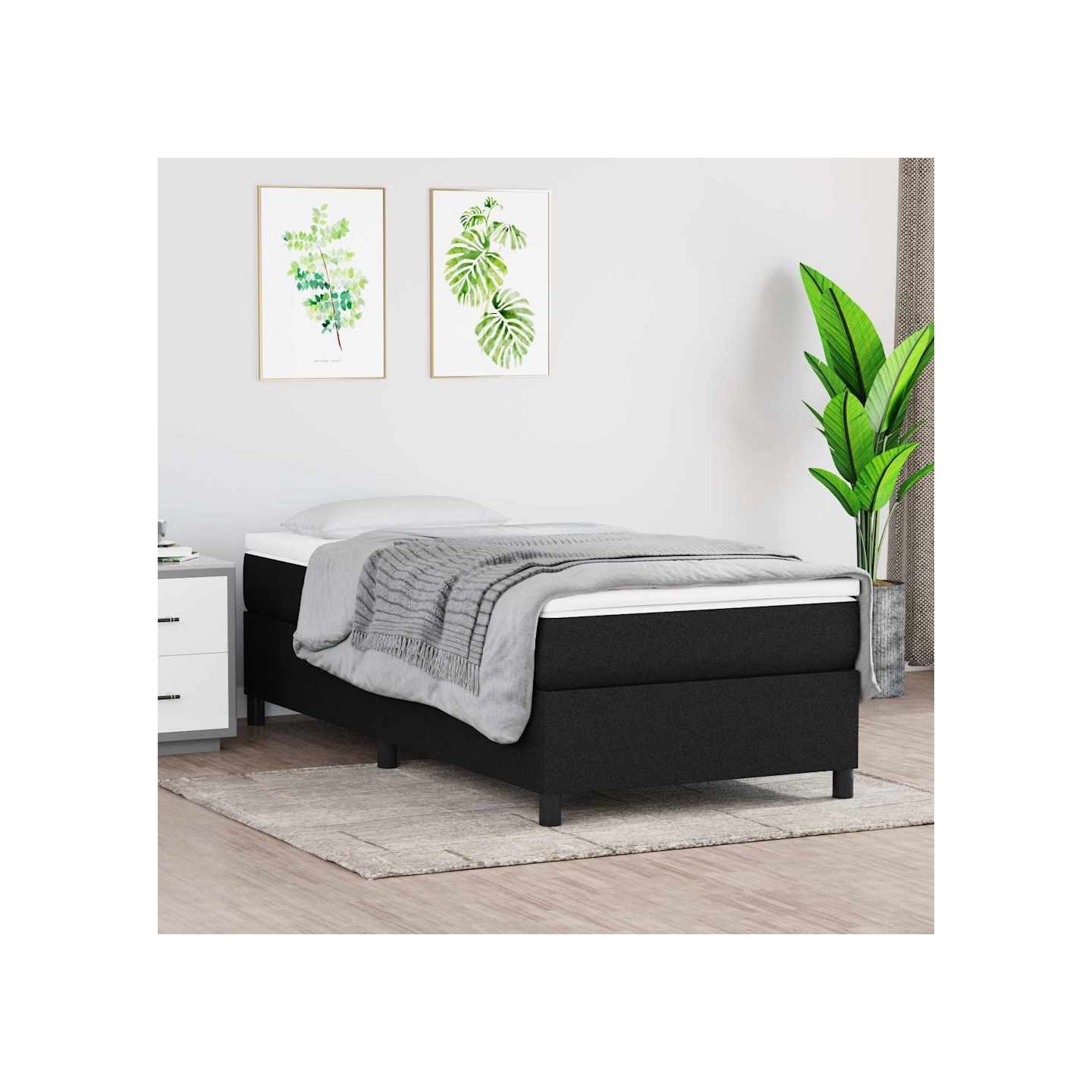 Sommier à lattes de lit avec matelas Noir 100x200 cm Tissu
