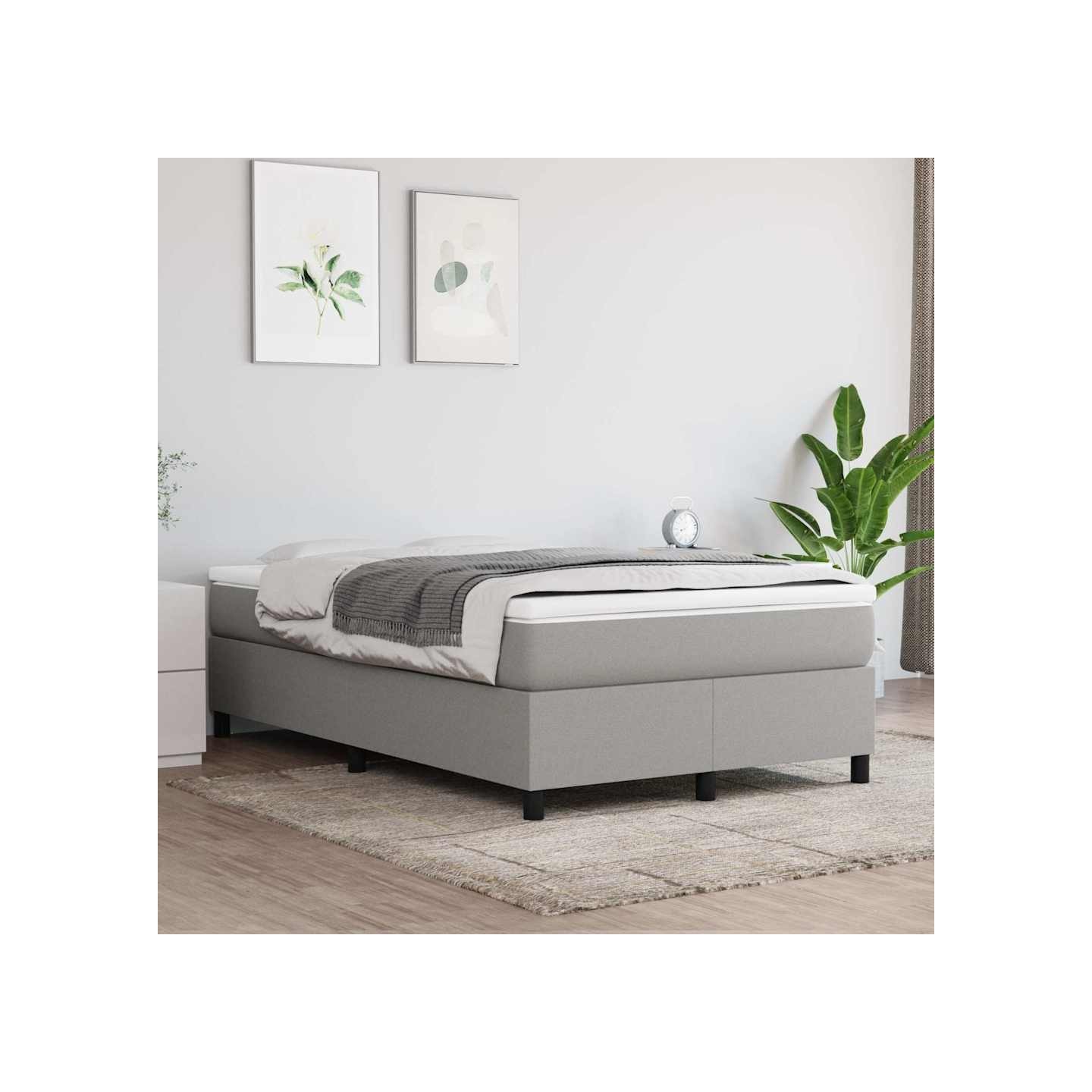 Sommier à lattes de lit avec matelas Gris clair 120x200cm Tissu