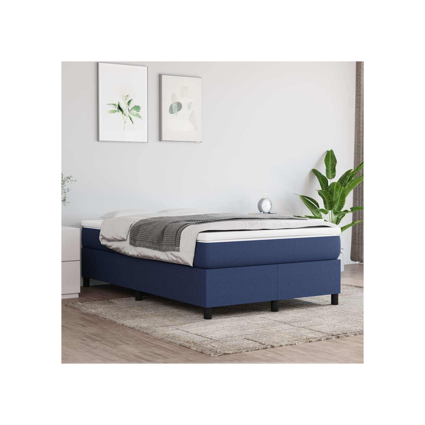 Sommier à lattes de lit avec matelas Bleu 120x200 cm Tissu