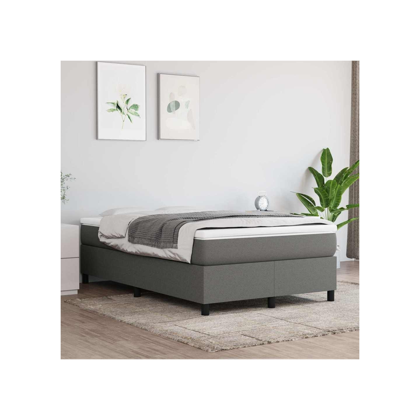 Sommier à lattes de lit avec matelas Gris foncé 120x200cm Tissu