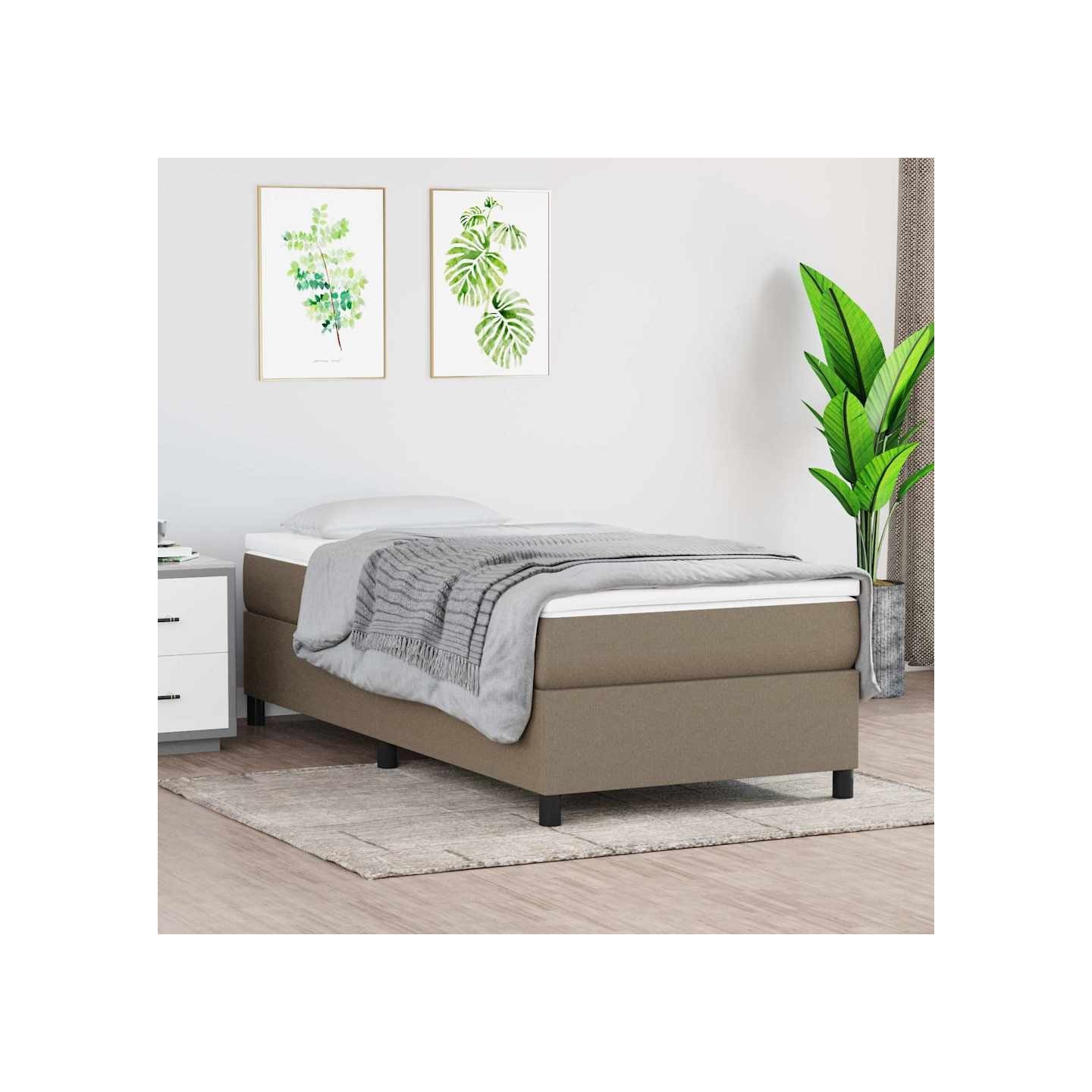 Sommier à lattes de lit avec matelas Taupe 100x200 cm Tissu