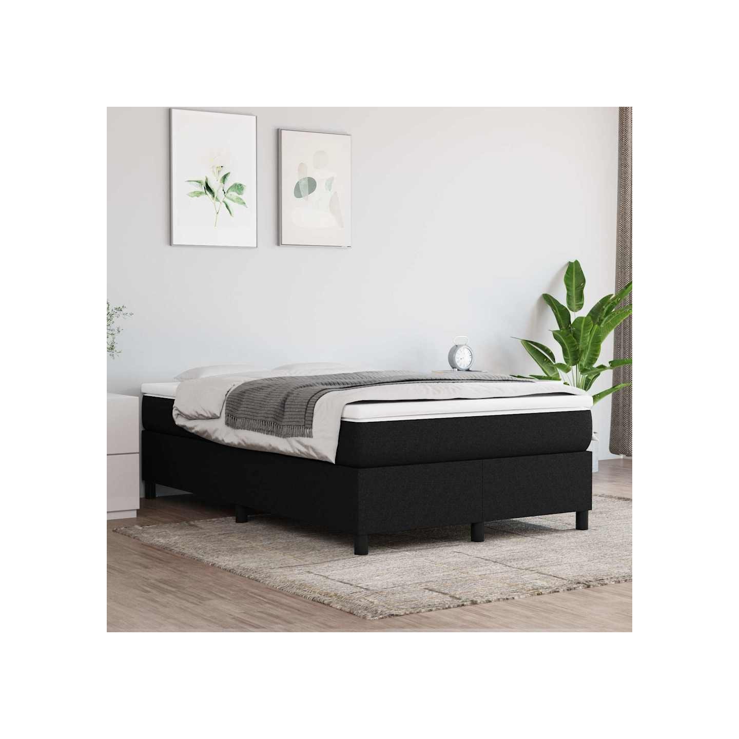 Sommier à lattes de lit avec matelas Noir 120x200 cm Tissu