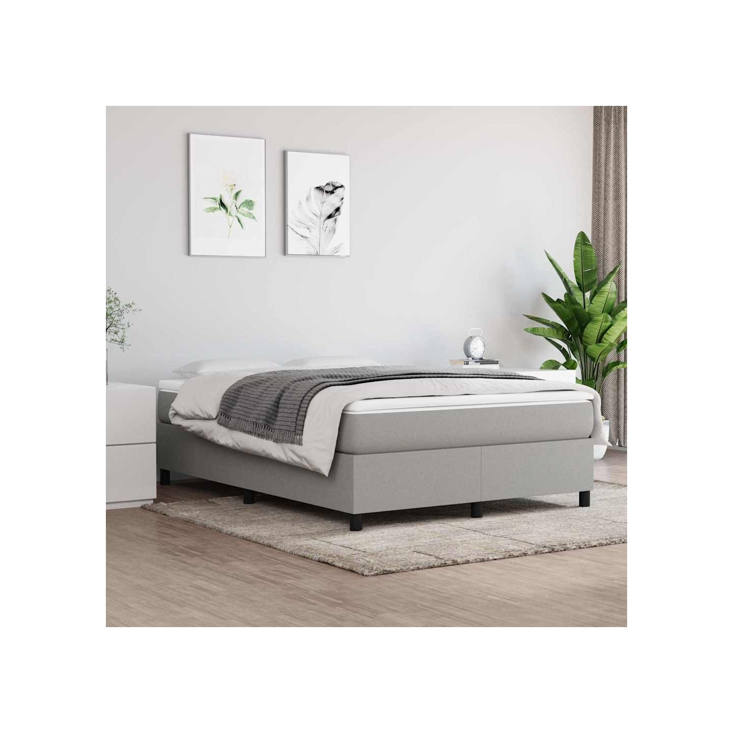Sommier à lattes de lit avec matelas Gris clair 140x200cm Tissu