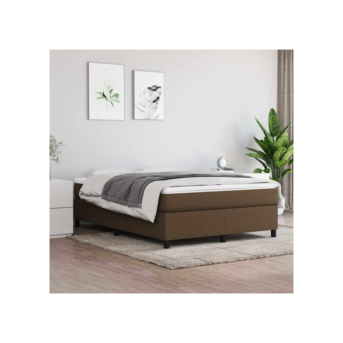Sommier à lattes de lit avec matelas Marron foncé 140x200 cm