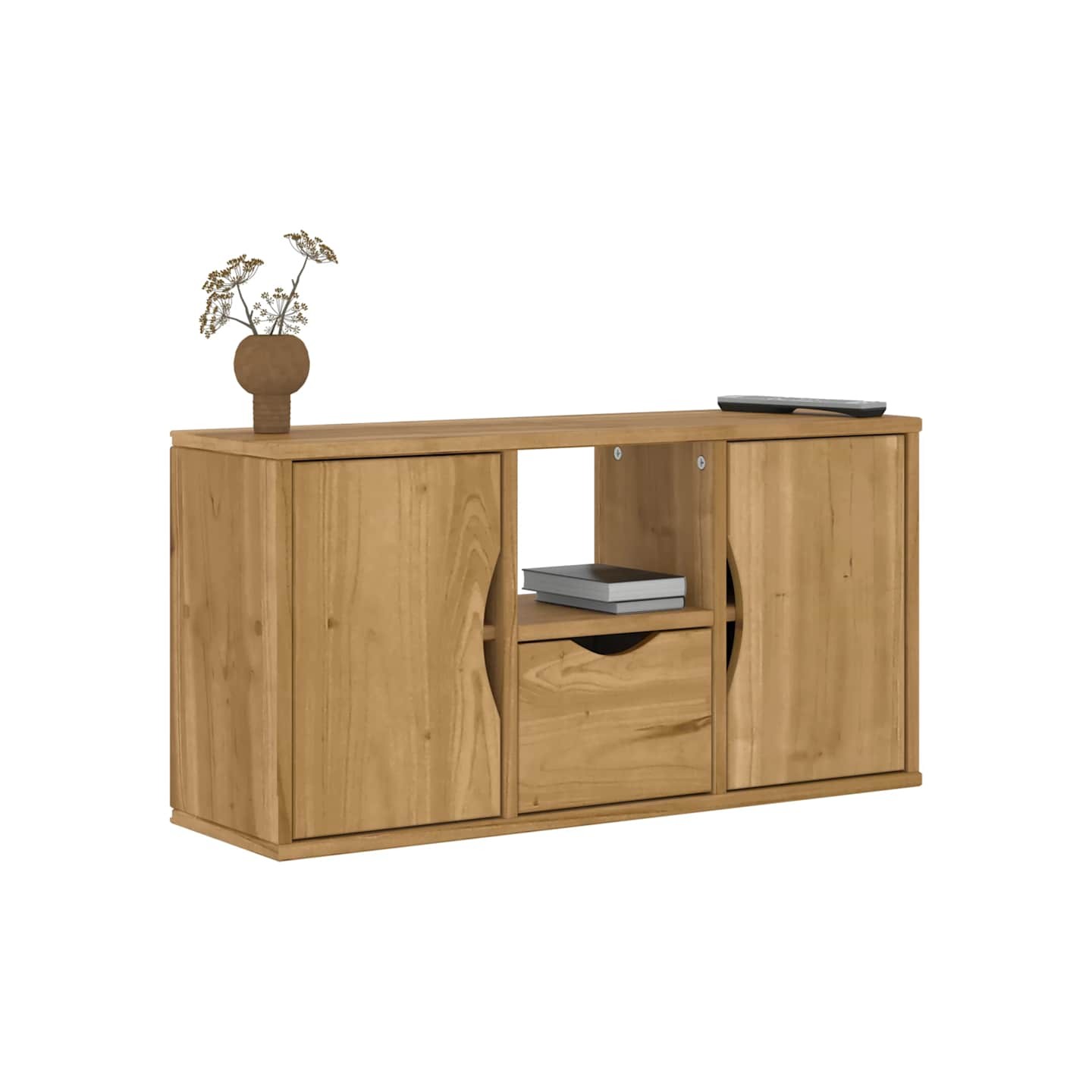 Meuble TV avec tiroir ODDA 79x24x40 cm bois massif pin