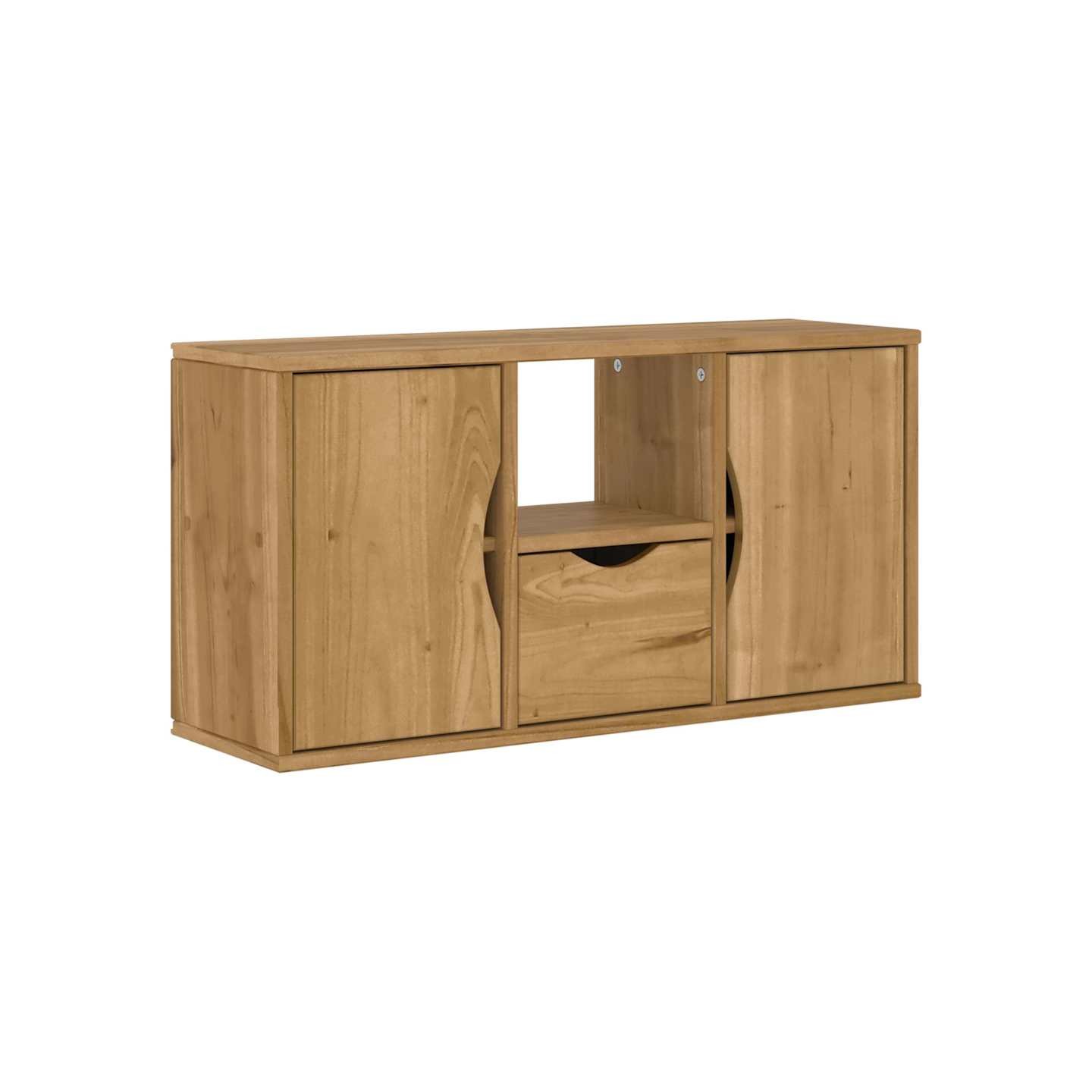 Meuble TV avec tiroir ODDA 79x24x40 cm bois massif pin
