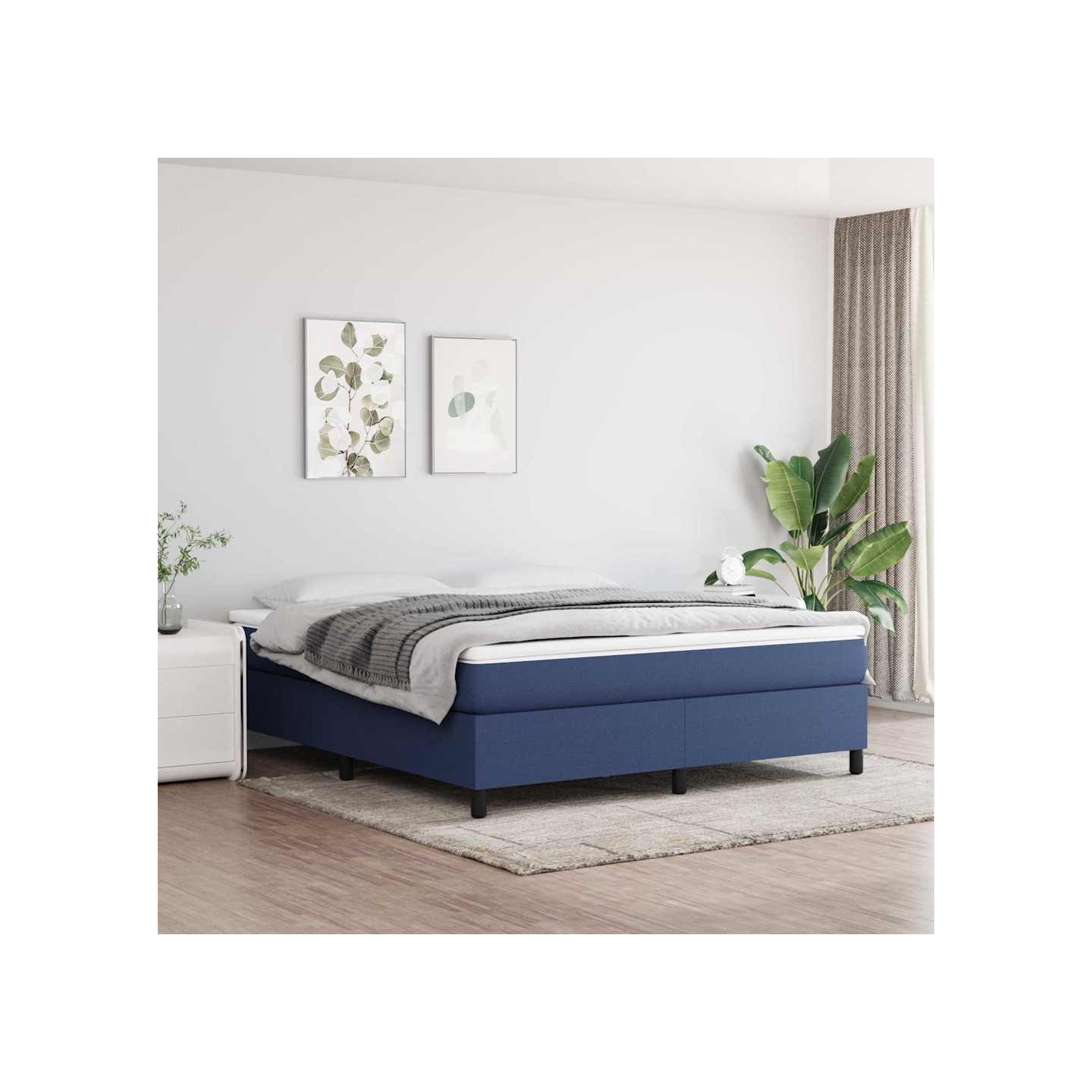 Sommier à lattes de lit avec matelas Bleu 180x200 cm Tissu