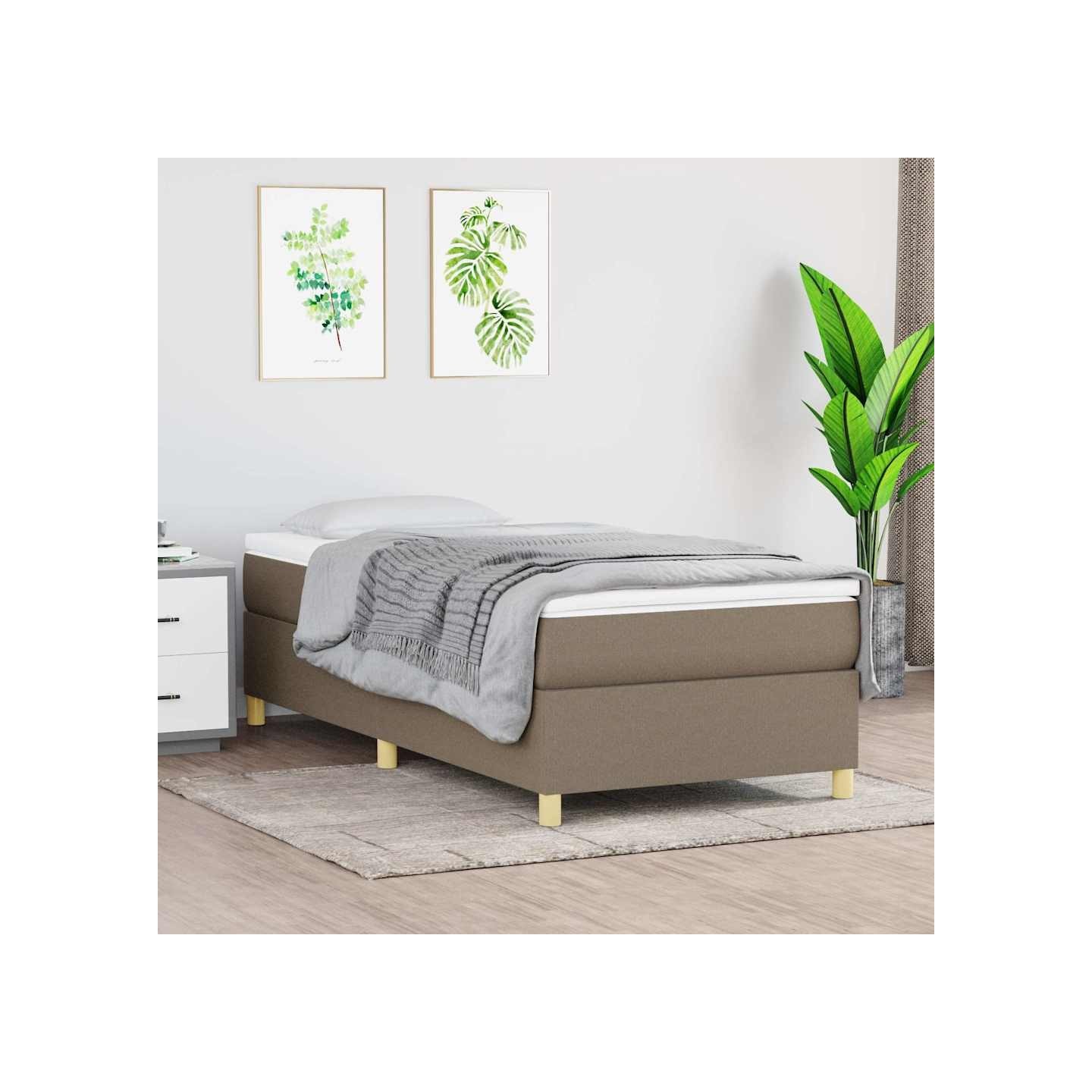 Sommier à lattes de lit avec matelas Taupe 100x200 cm Tissu