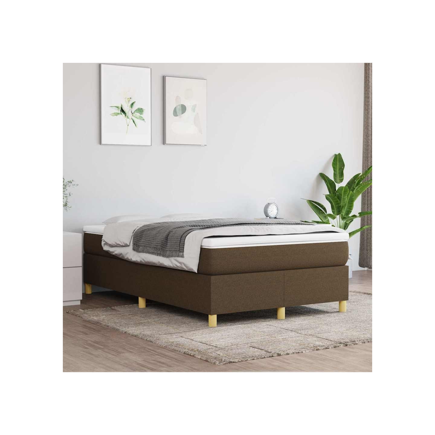 Sommier à lattes de lit avec matelas Marron foncé 120x200 cm
