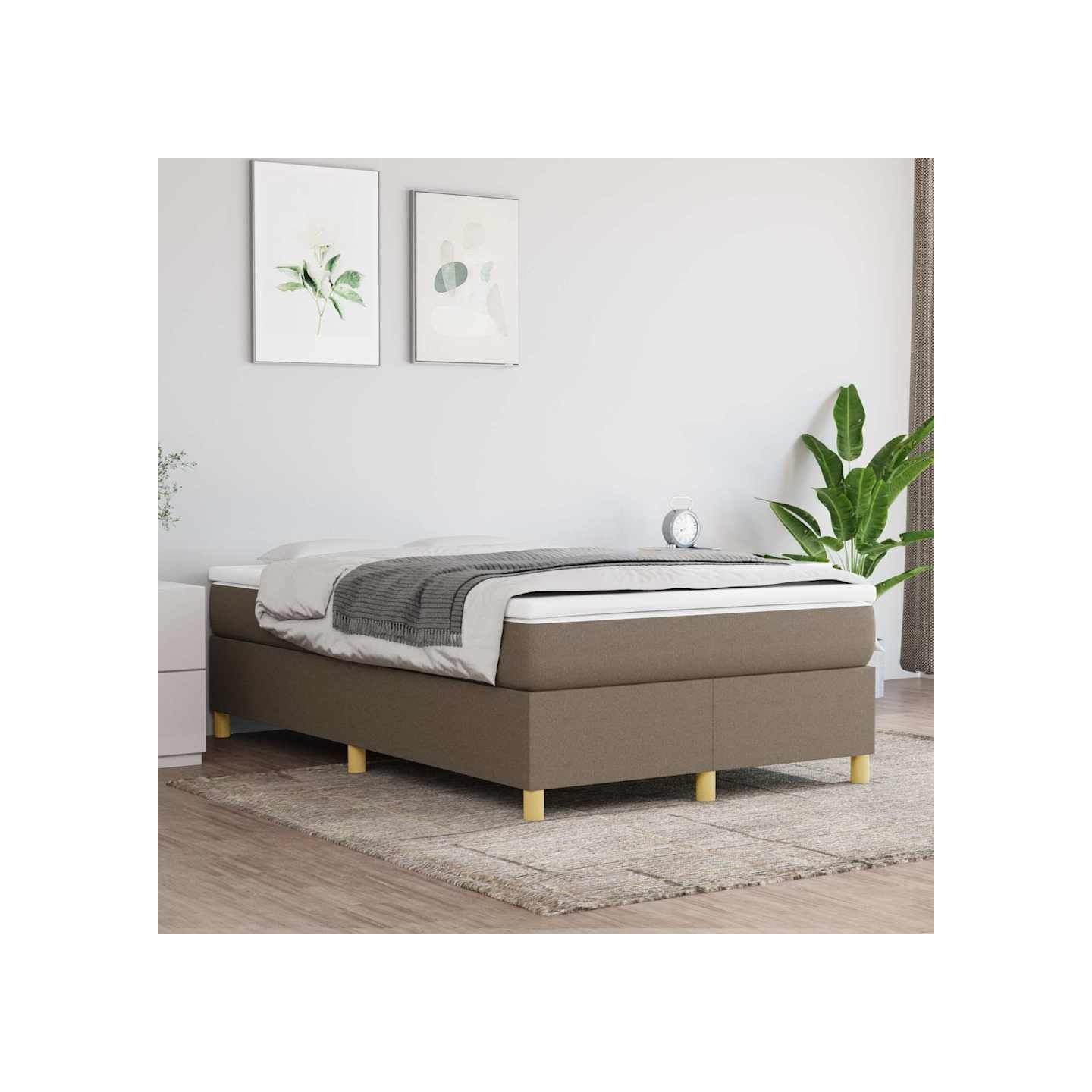 Sommier à lattes de lit avec matelas Taupe 120x200 cm Tissu