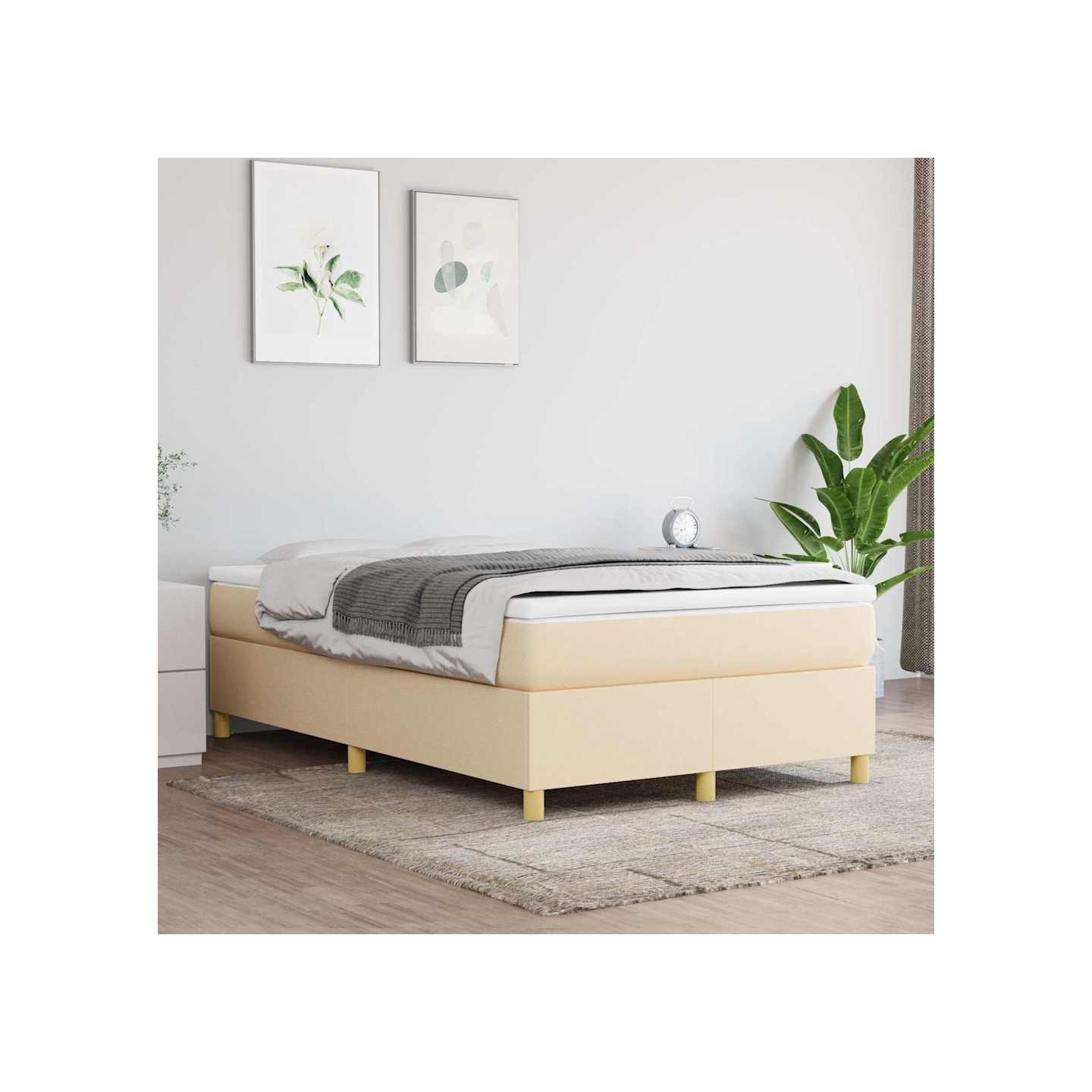 Sommier à lattes de lit avec matelas Crème 120x200 cm Tissu