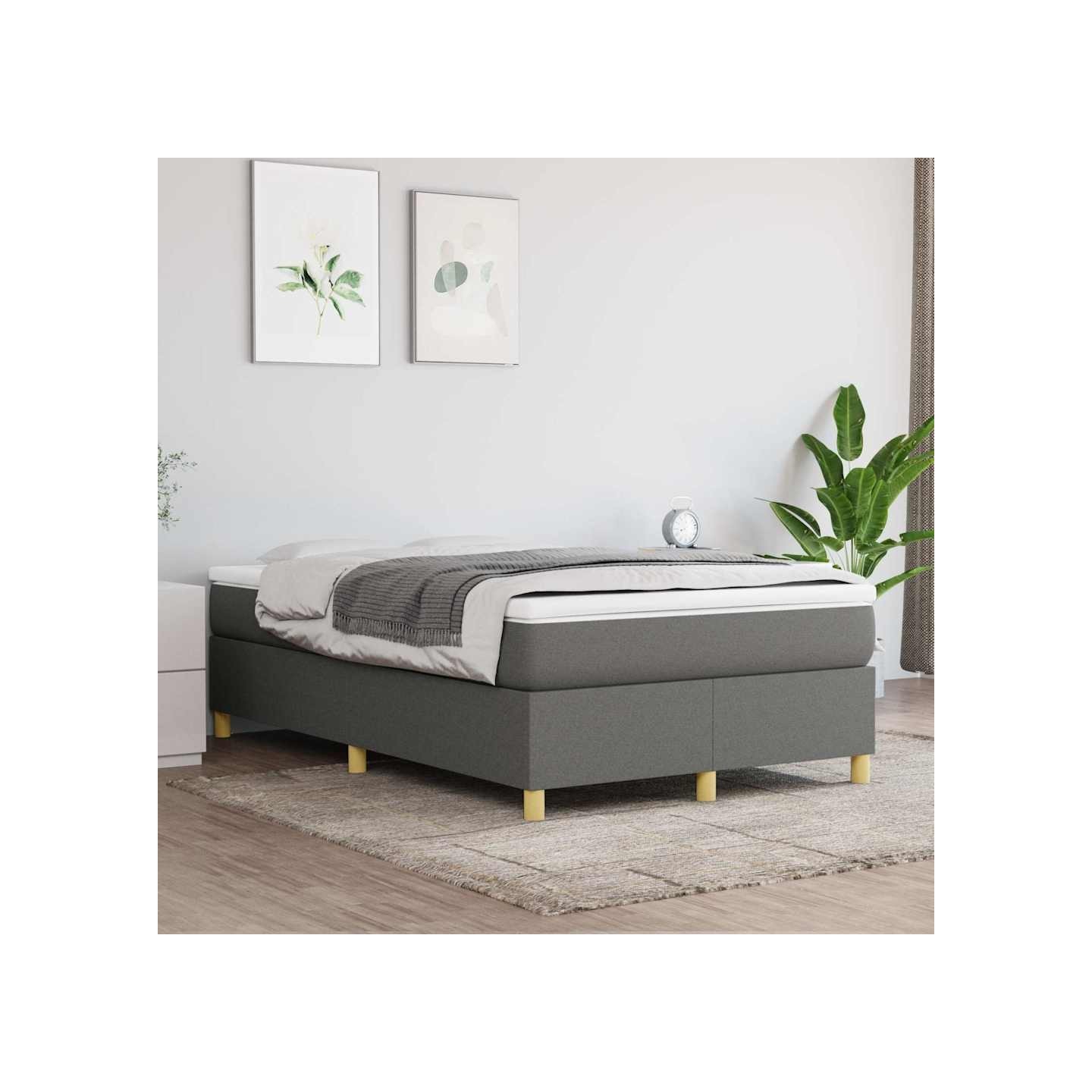 Sommier à lattes de lit avec matelas Gris foncé 120x200cm Tissu