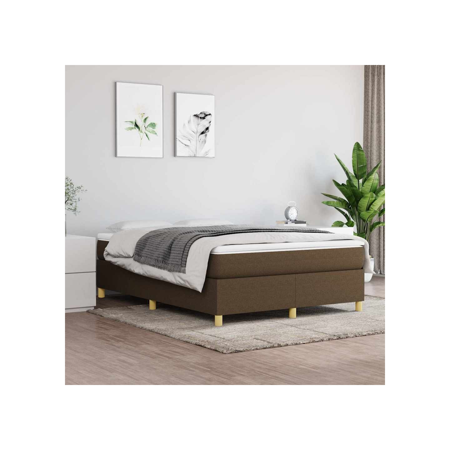 Sommier à lattes de lit avec matelas Marron foncé 140x190 cm