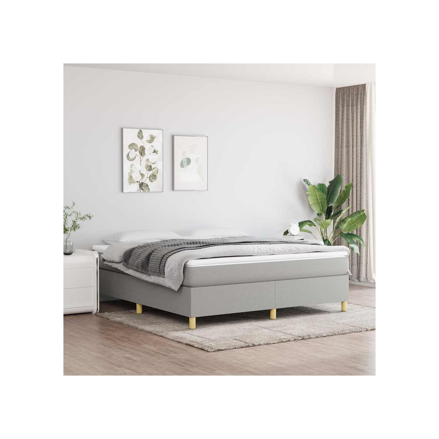 Sommier à lattes de lit avec matelas Gris clair 180x200cm Tissu