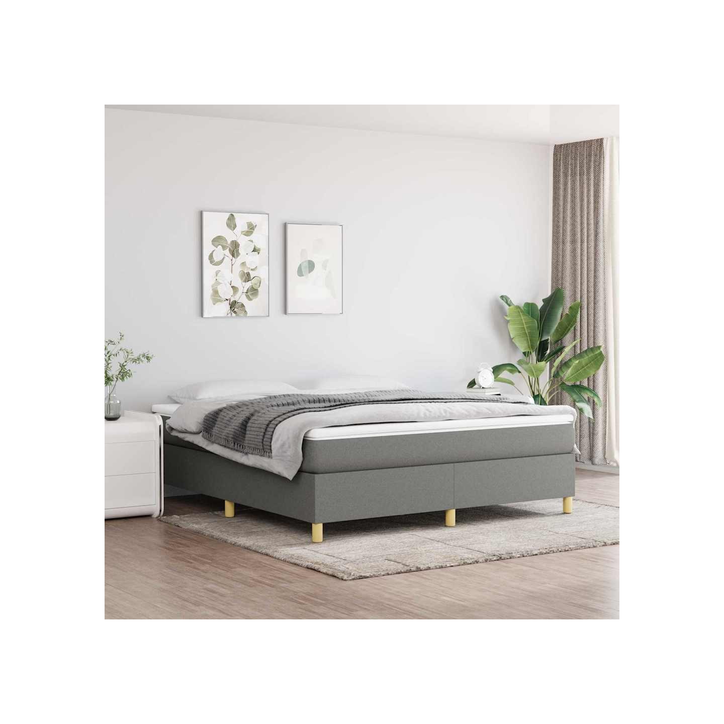 Sommier à lattes de lit avec matelas Gris foncé 180x200cm Tissu